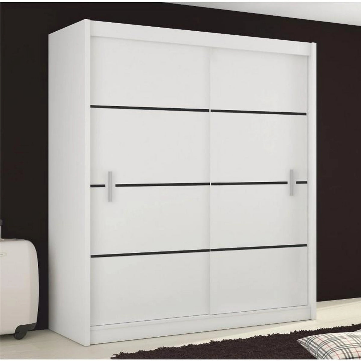 Dressing MERINA, alb/negru, PAL melaminat, cu 2 usi, 203x60x215 cm