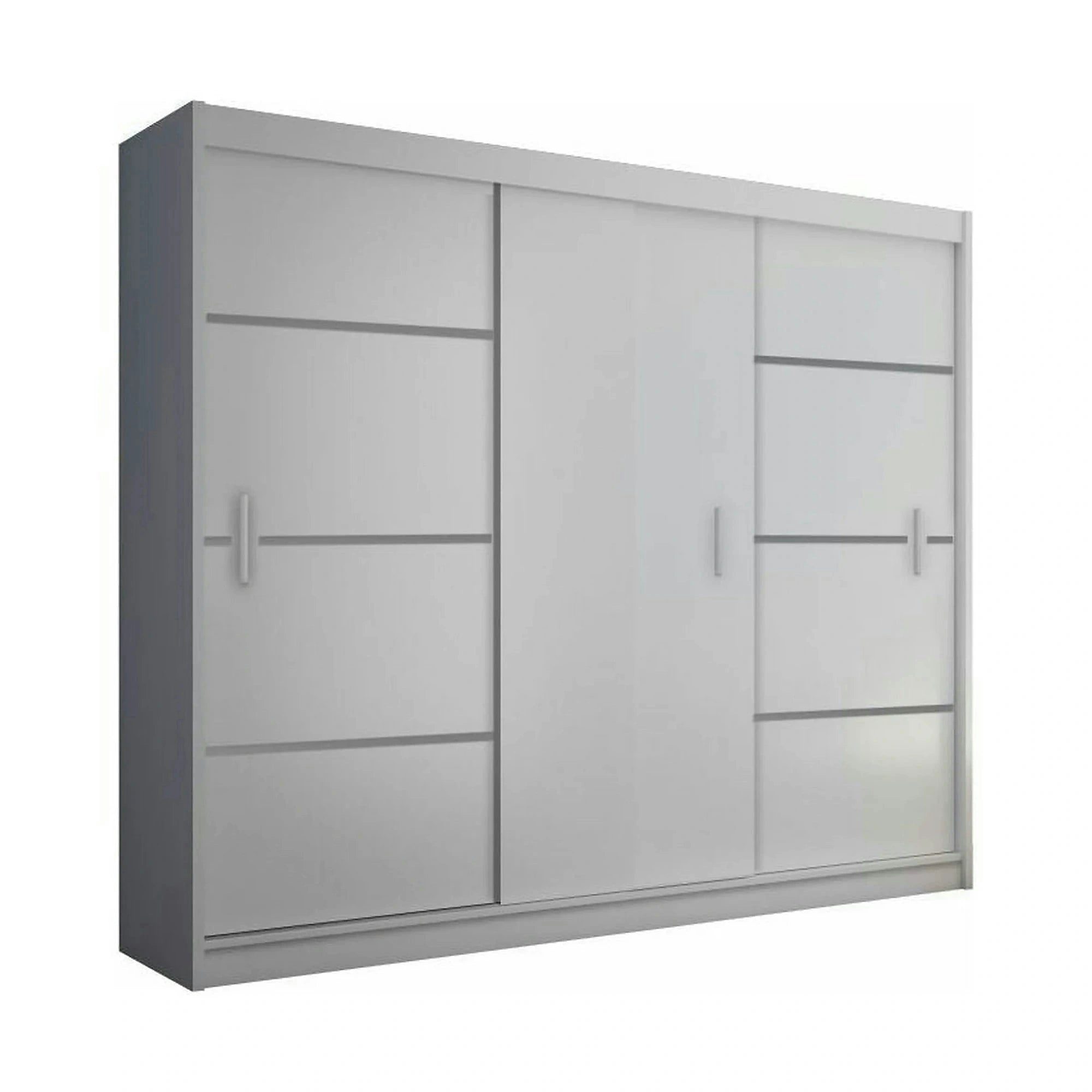Dressing MERINA, alb/negru, PAL melaminat, cu 3 usi, 250x60x215 cm
