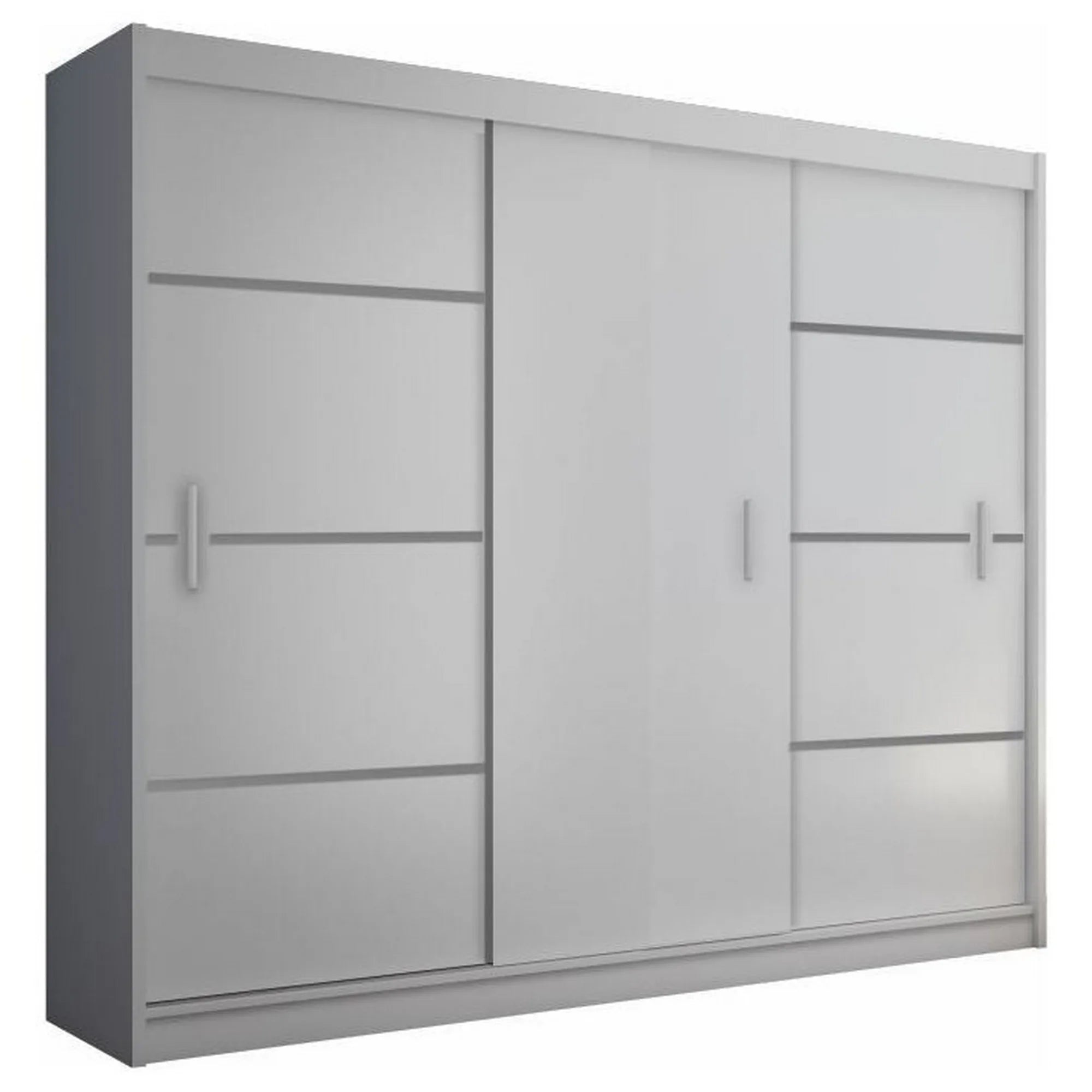 Dressing MERINA, alb/negru, PAL melaminat, cu 3 usi, 250x60x215 cm