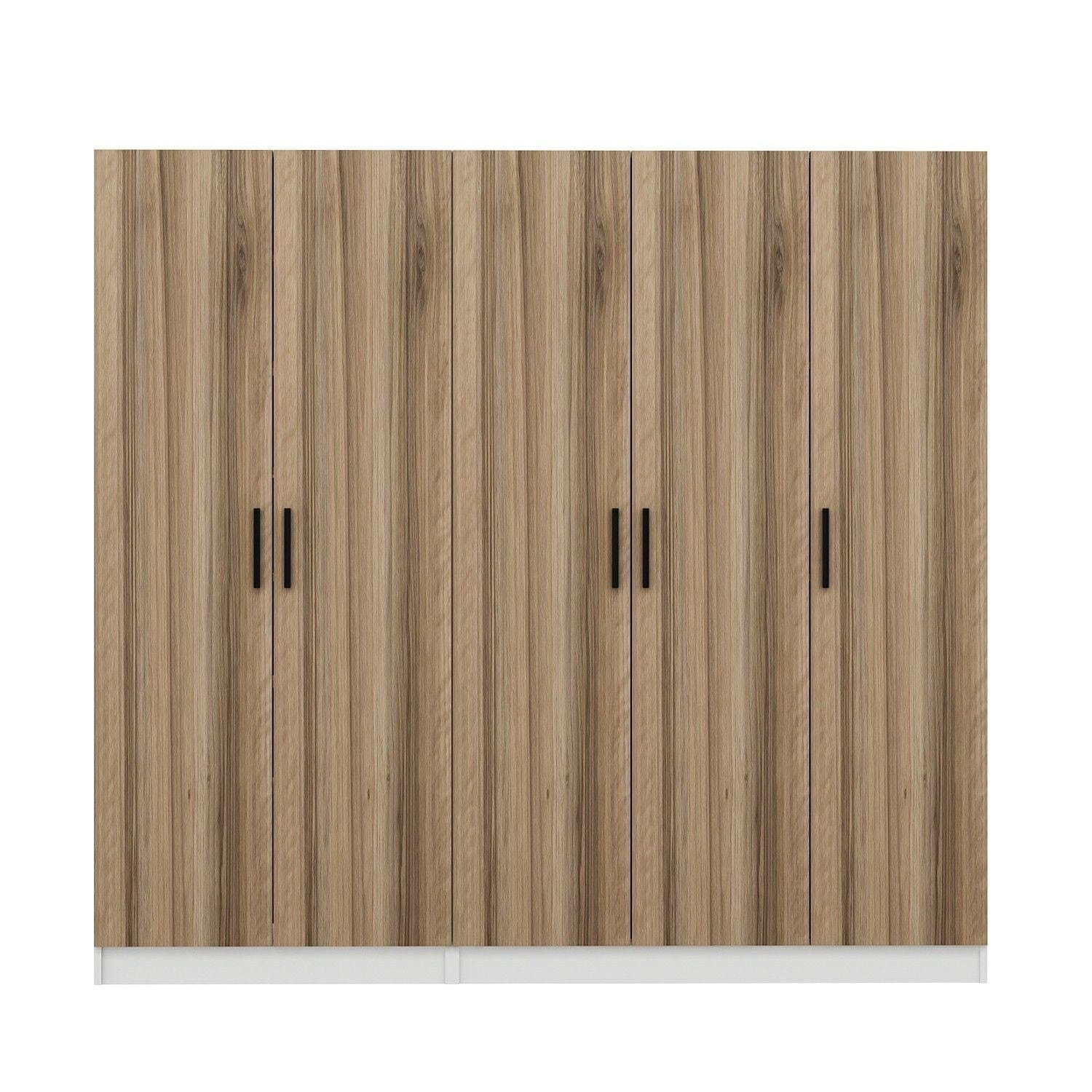 Dressing NOAH 8223, stejar/alb, PAL melaminat, cu 5 usi, 225x35x210 cm