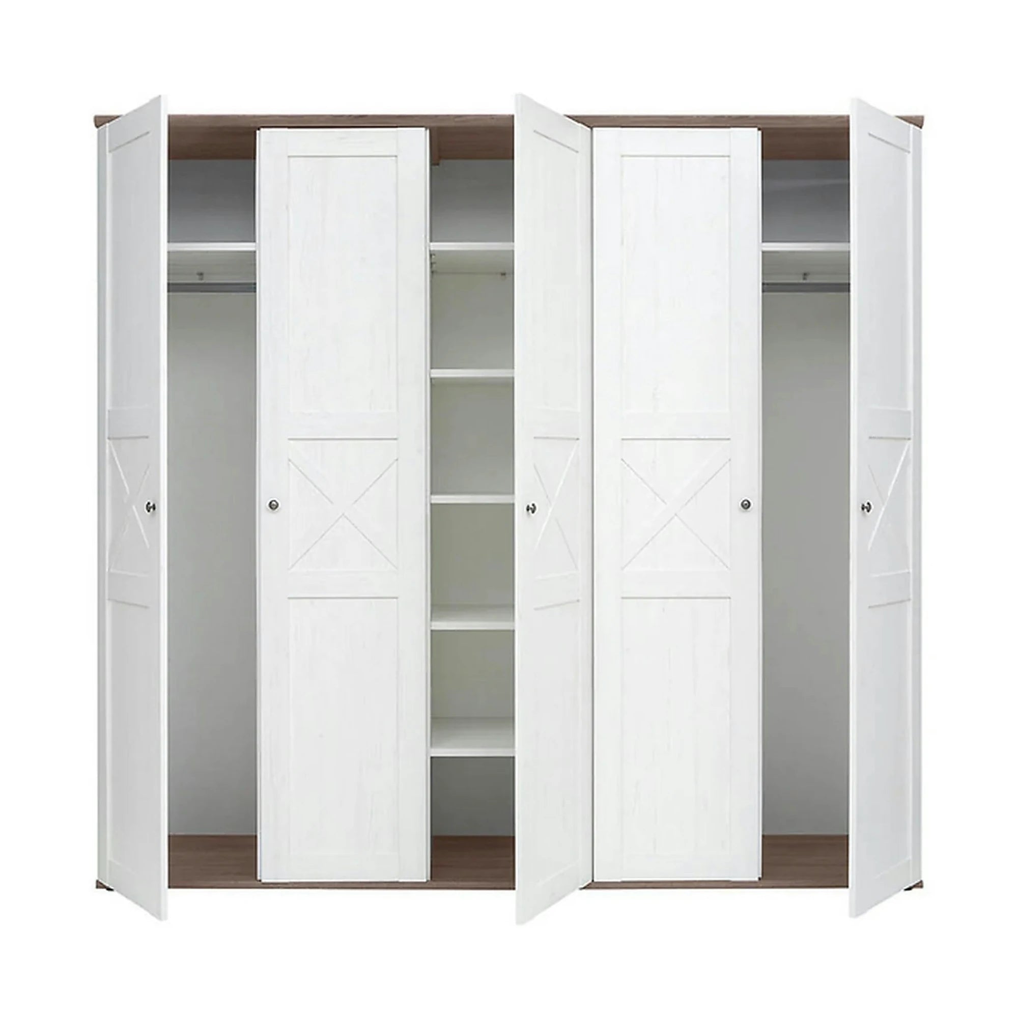 Dressing STOCKHOLM, pin alb andersen/stejar sonoma, PAL, cu 5 usi, 243x59x226 cm