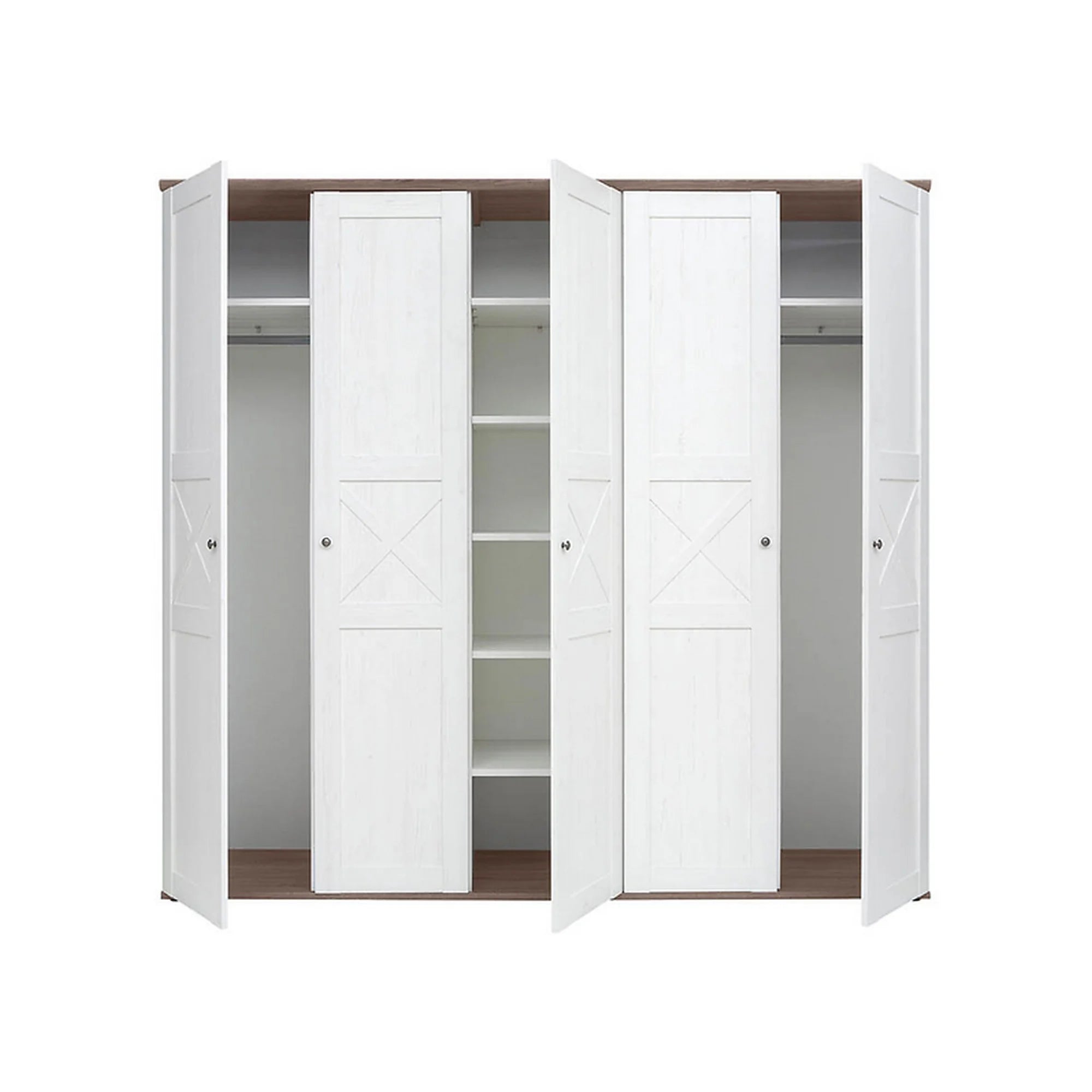 Dressing STOCKHOLM, pin alb andersen/stejar sonoma, PAL, cu 5 usi, 243x59x226 cm