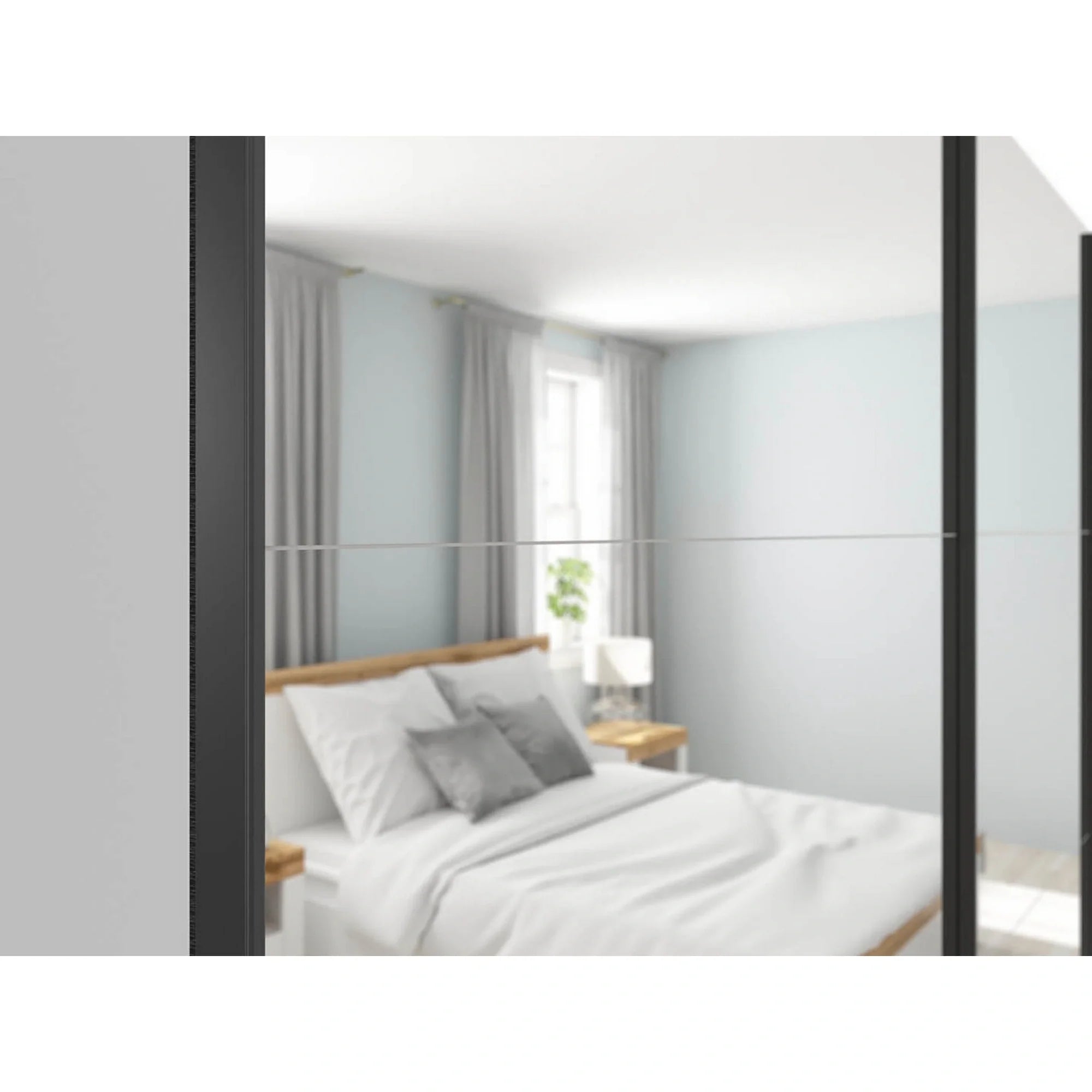 Dulap 2 usi cu oglinda TETRIX, alb lucios, PAL, 220x60x196 cm