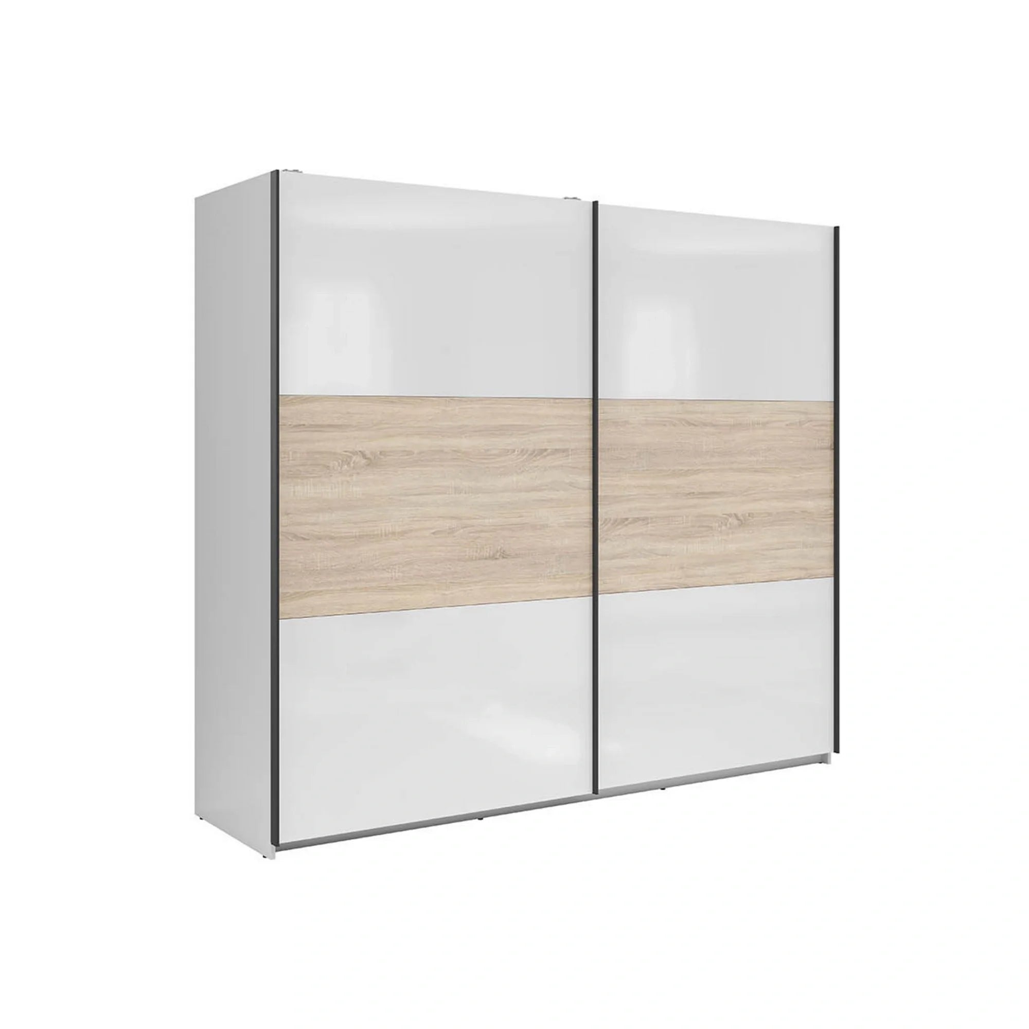 Dressing TETRIX, alb lucios/stejar sonoma, PAL, cu 2 usi, 220x60x196 cm