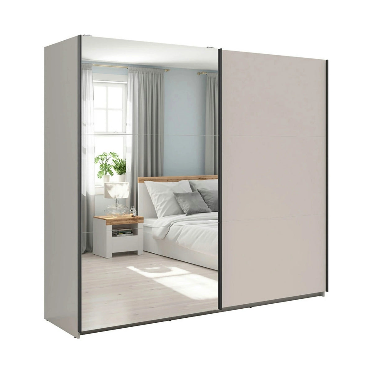 Dressing TETRIX, casmir, PAL, cu 2 usi si oglinda, 220x60x196 cm
