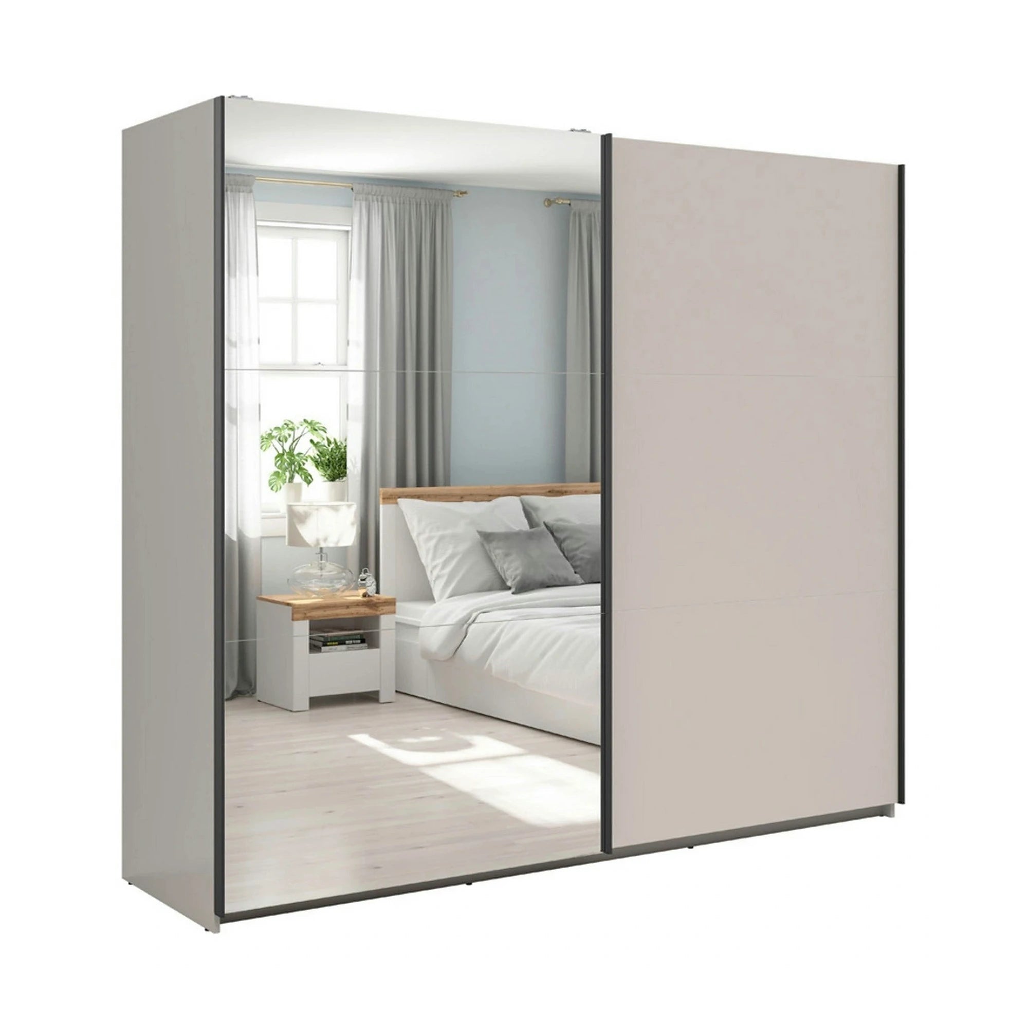 Dressing TETRIX, casmir, PAL, cu 2 usi si oglinda, 220x60x196 cm