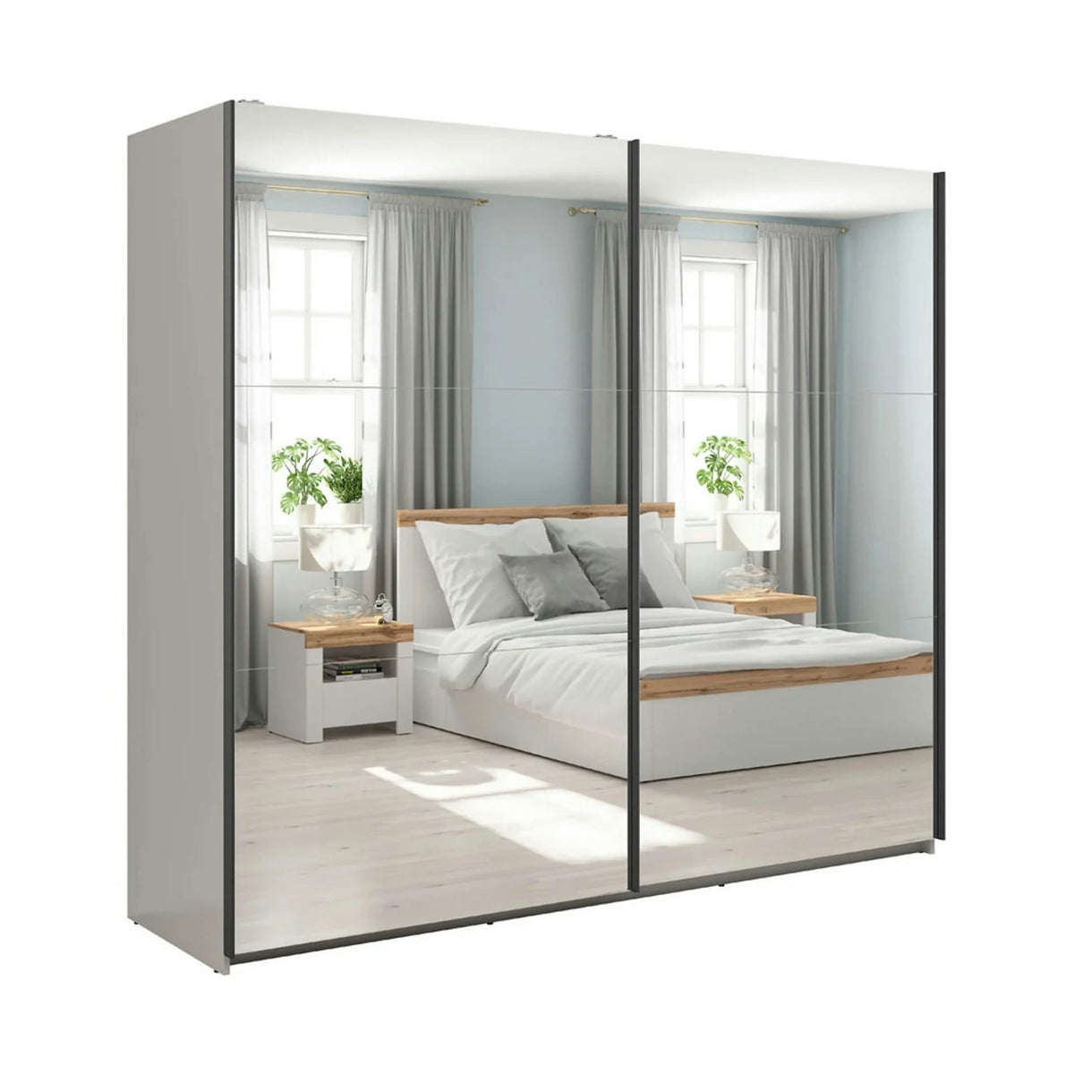 Dressing TETRIX, casmir, PAL, cu 2 usi si oglinzi, 220x60x196 cm