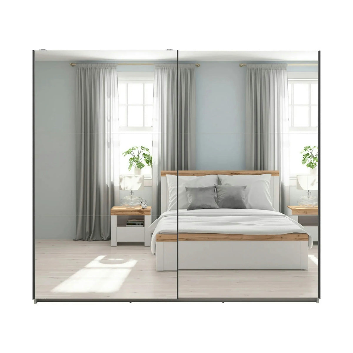 Dressing TETRIX, casmir, PAL, cu 2 usi si oglinzi, 220x60x196 cm