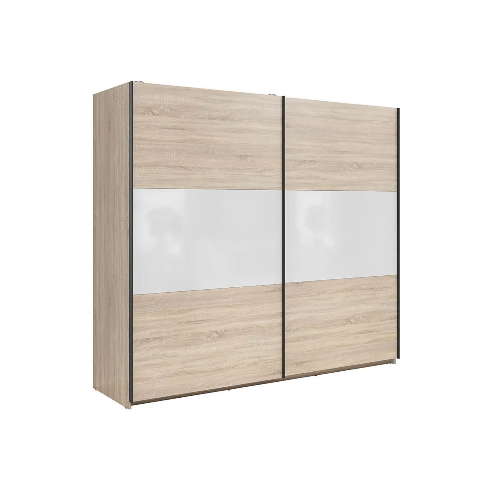 Dressing TETRIX, stejar sonoma/alb lucios, PAL, cu 2 usi, 220x60x196 cm