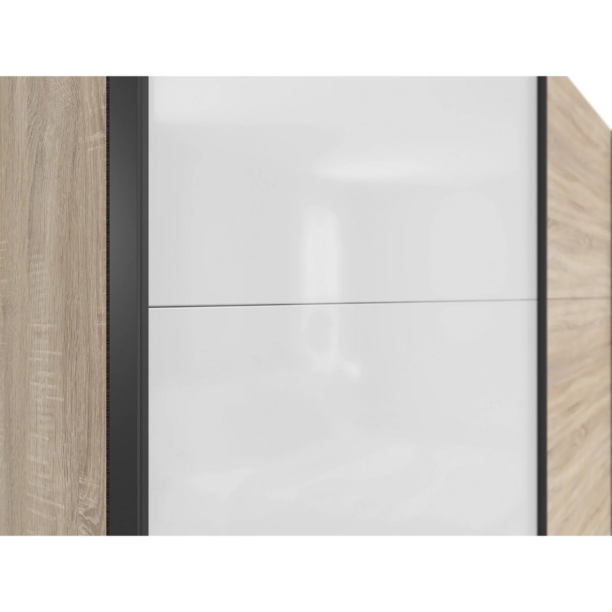 Dressing TETRIX, stejar sonoma/alb lucios, PAL, cu 2 usi, 220x60x196 cm