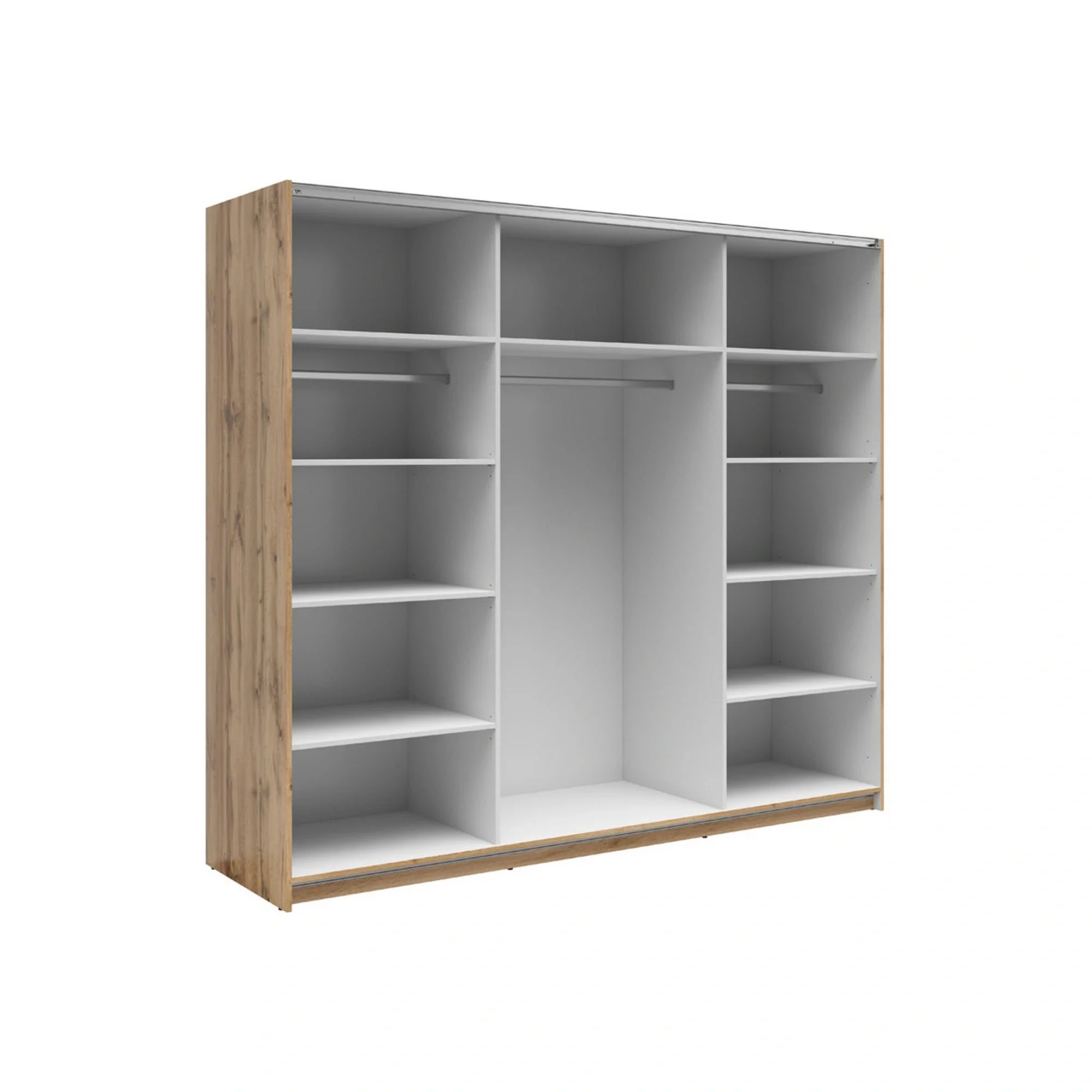 Dressing TETRIX, stejar wotan, PAL, cu 2 usi si oglinda, 220x60x196 cm