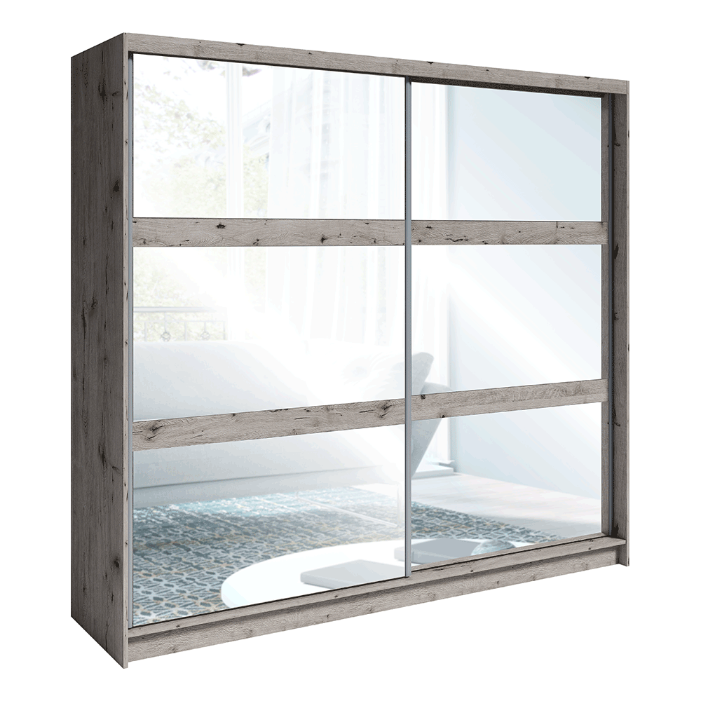 Dressing TOGOS, stejar welington, DTD laminat, cu 2 usi, 230x62x215 cm