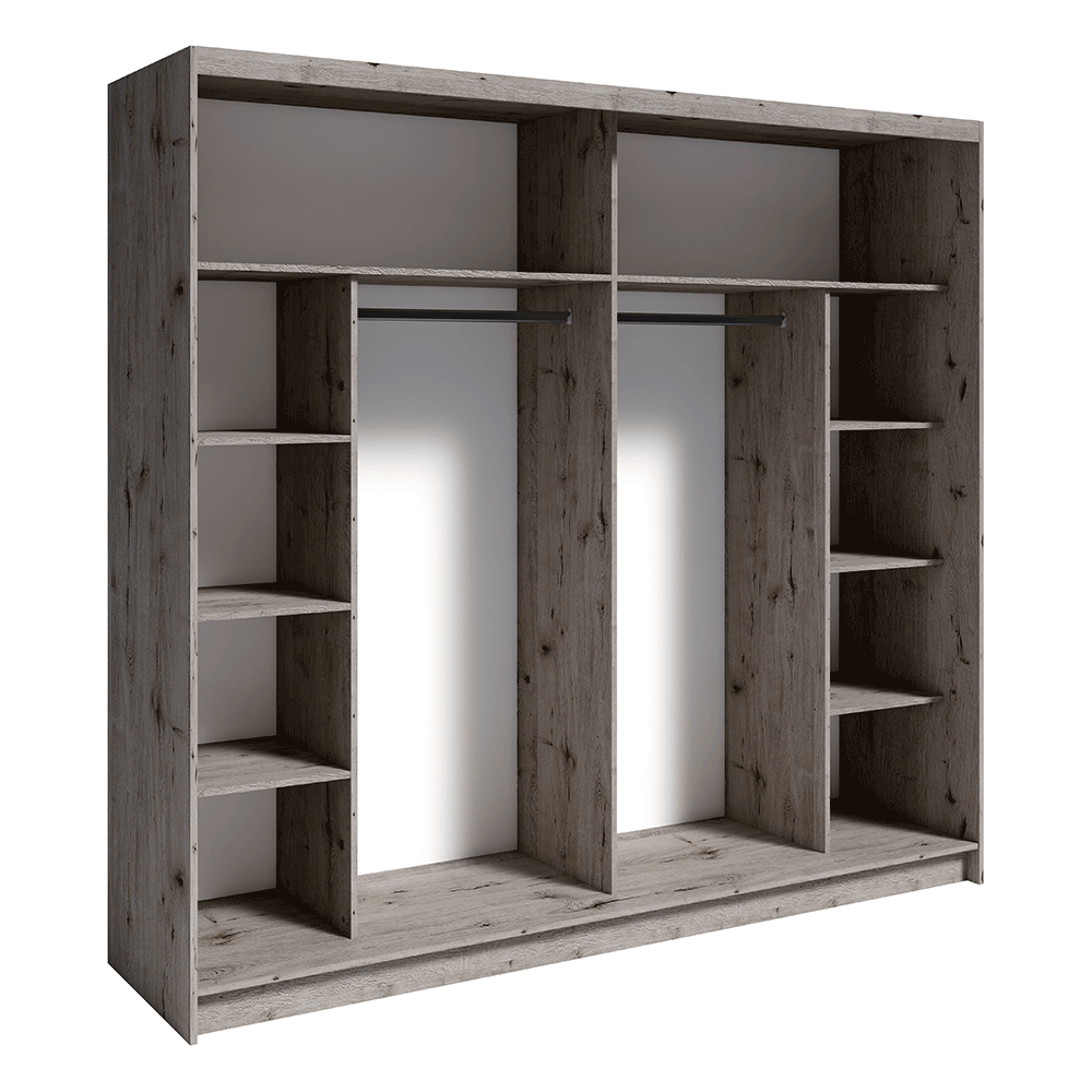 Dressing TOGOS, stejar welington, DTD laminat, cu 2 usi, 230x62x215 cm