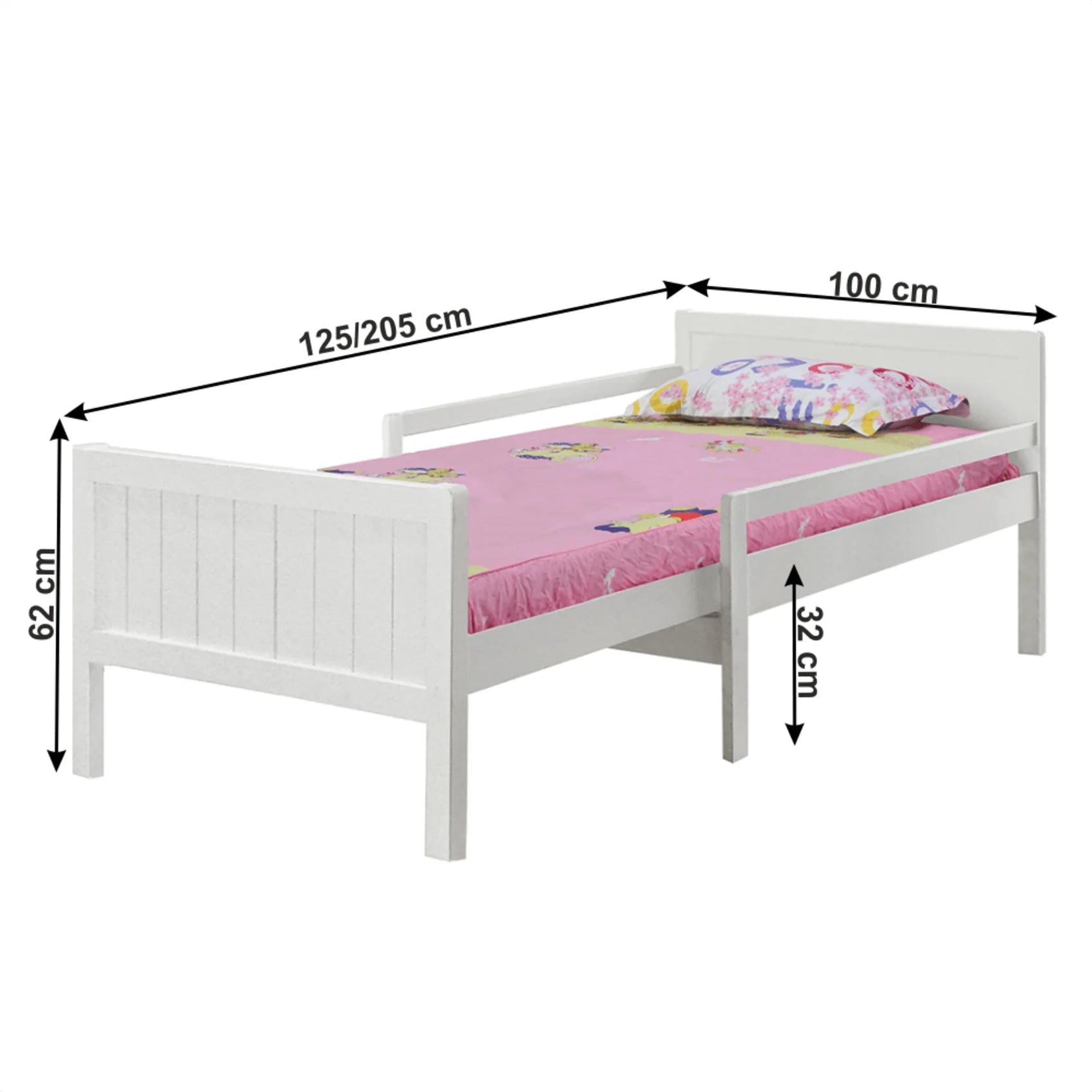 Pat pentru copii EUNIKA 90x200, alb, lemn, cu somiera