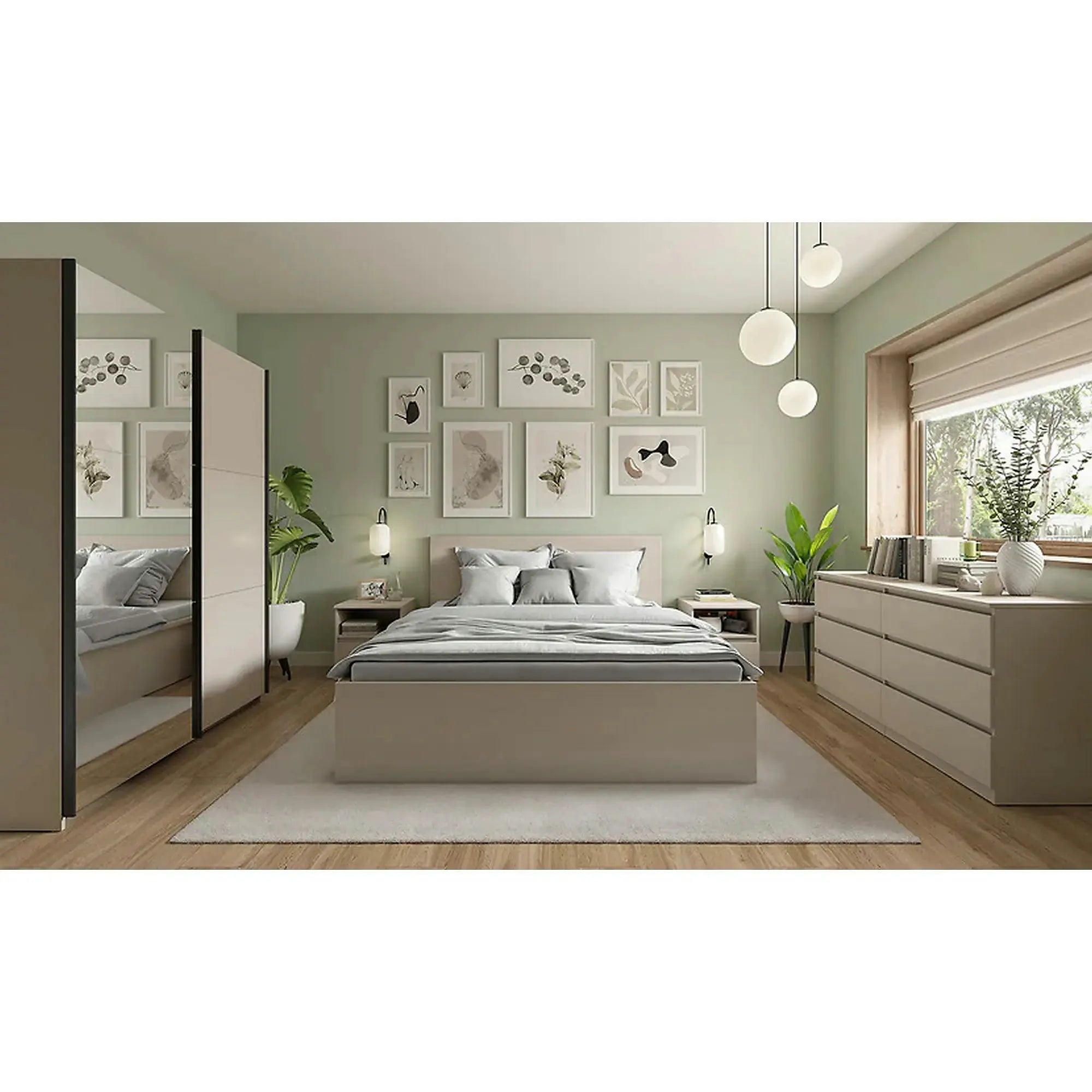 Dulap 2 usi cu oglinda TETRIX, alb lucios, PAL, 220x60x196 cm