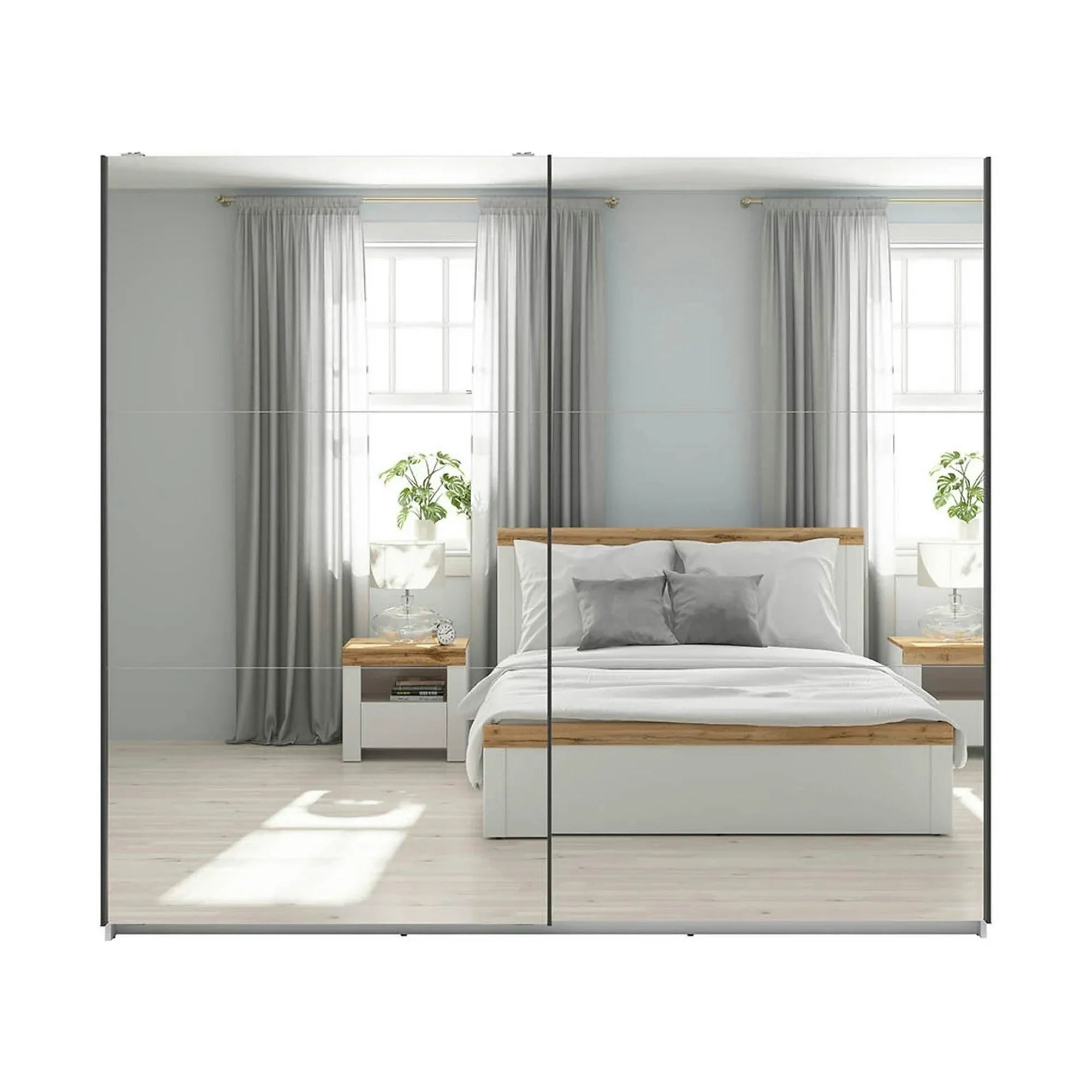 Dulap 2 usi cu oglinda TETRIX, alb lucios, PAL, 220x60x196 cm