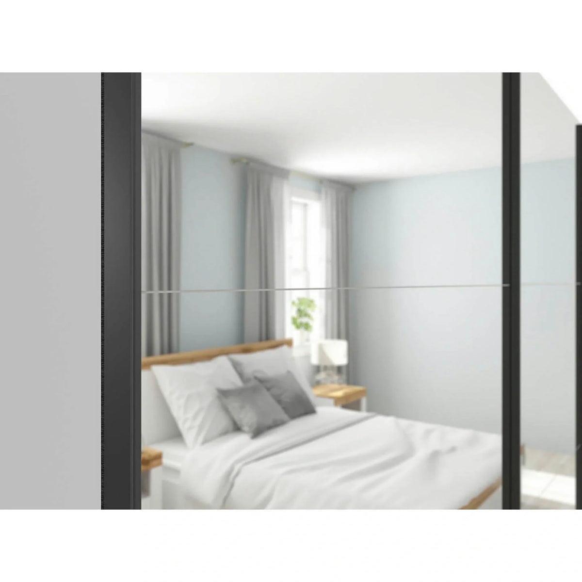 Dulap 2 usi cu oglinda TETRIX, alb lucios, PAL, 220x60x196 cm