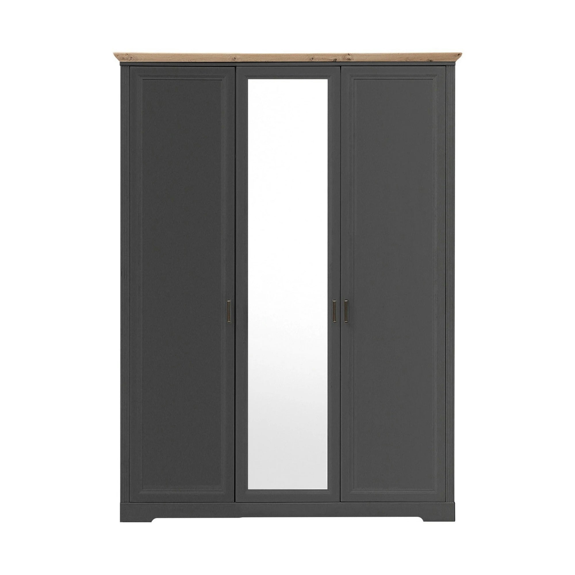 Dulap 3 usi cu oglinda JASMIN, gri grafit/stejar artisan, PAL, 164x64x220 cm