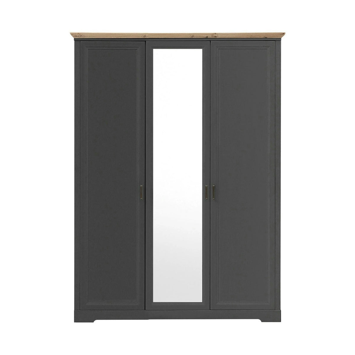 Dulap 3 usi cu oglinda JASMIN, gri grafit/stejar artisan, PAL, 164x64x220 cm