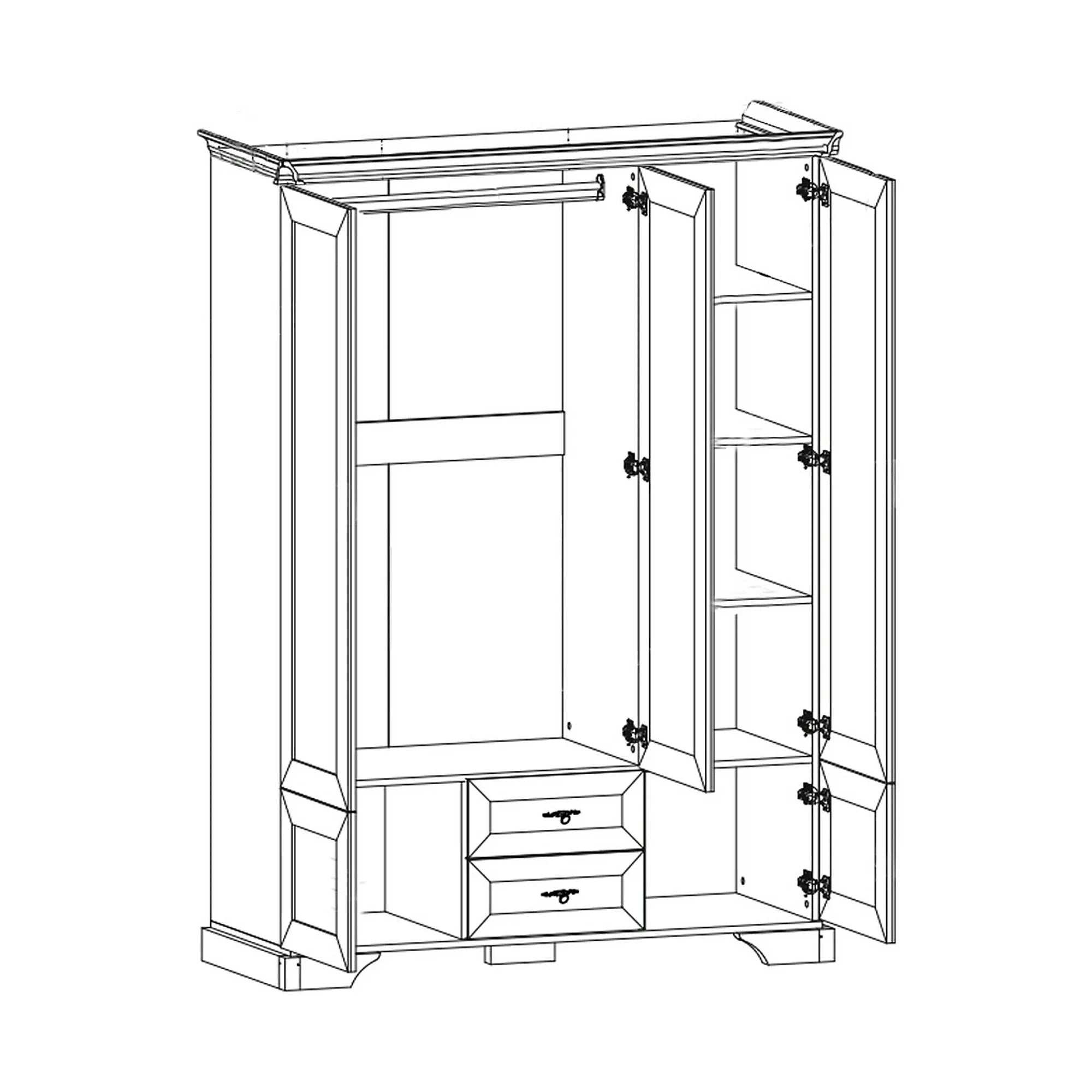 Dulap 5 usi IRYS, pin alb anderson, PAL laminat, 145x62x212 cm