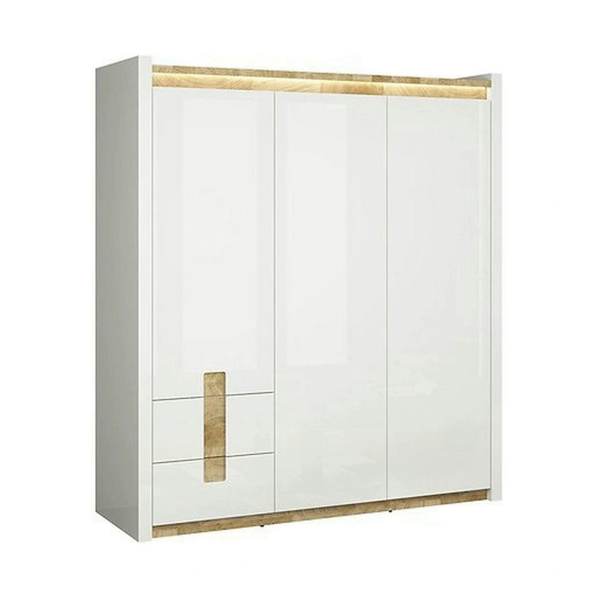Dulap ALAMEDA, alb/stejar, PAL, cu 3 usi si 2 sertare, 180x60x202 cm