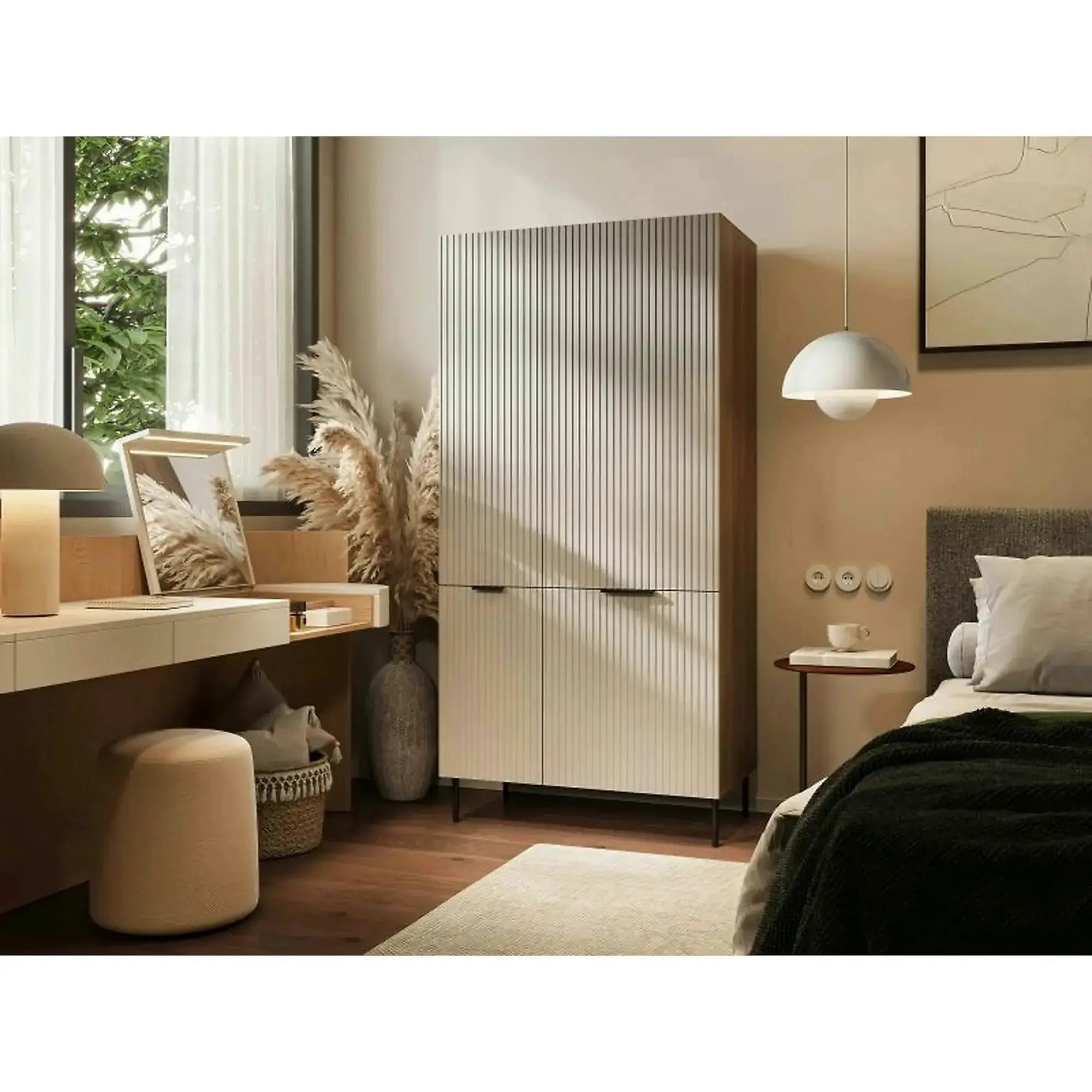 Dulap ALMERA TYP5, nuc/casmir, PAL laminat, cu 2 usi, 90x52x185 cm