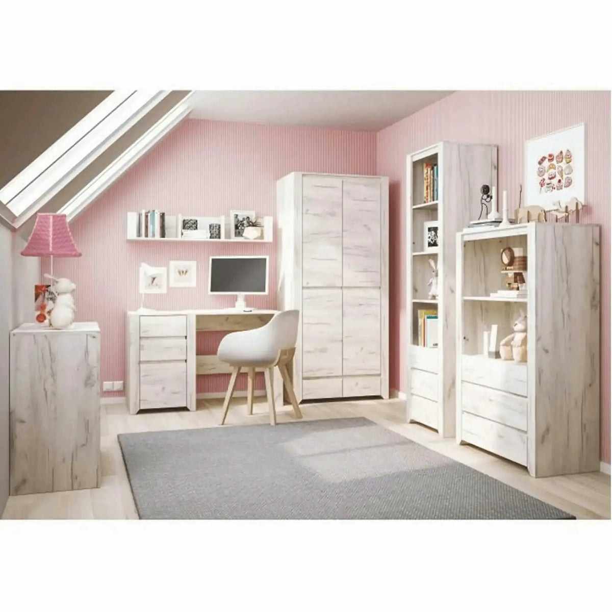 Dulap ANGEL tip 20, alb craft, PAL melaminat, cu 2 usi, 84x58x191 cm
