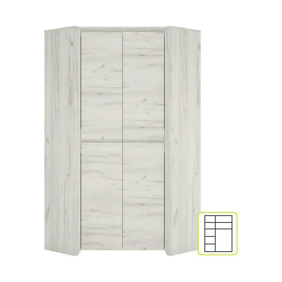 Dulap ANGEL tip 21, alb craft, PAL melaminat, cu 2 usi, 96x96x191 cm