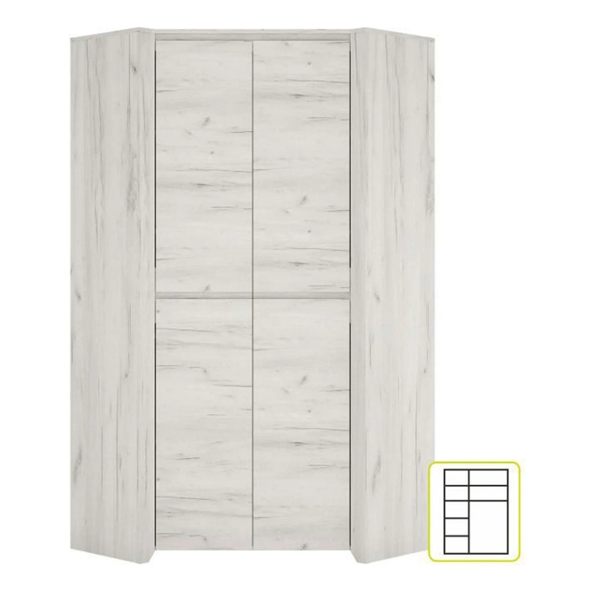Dulap ANGEL tip 21, alb craft, PAL melaminat, cu 2 usi, 96x96x191 cm