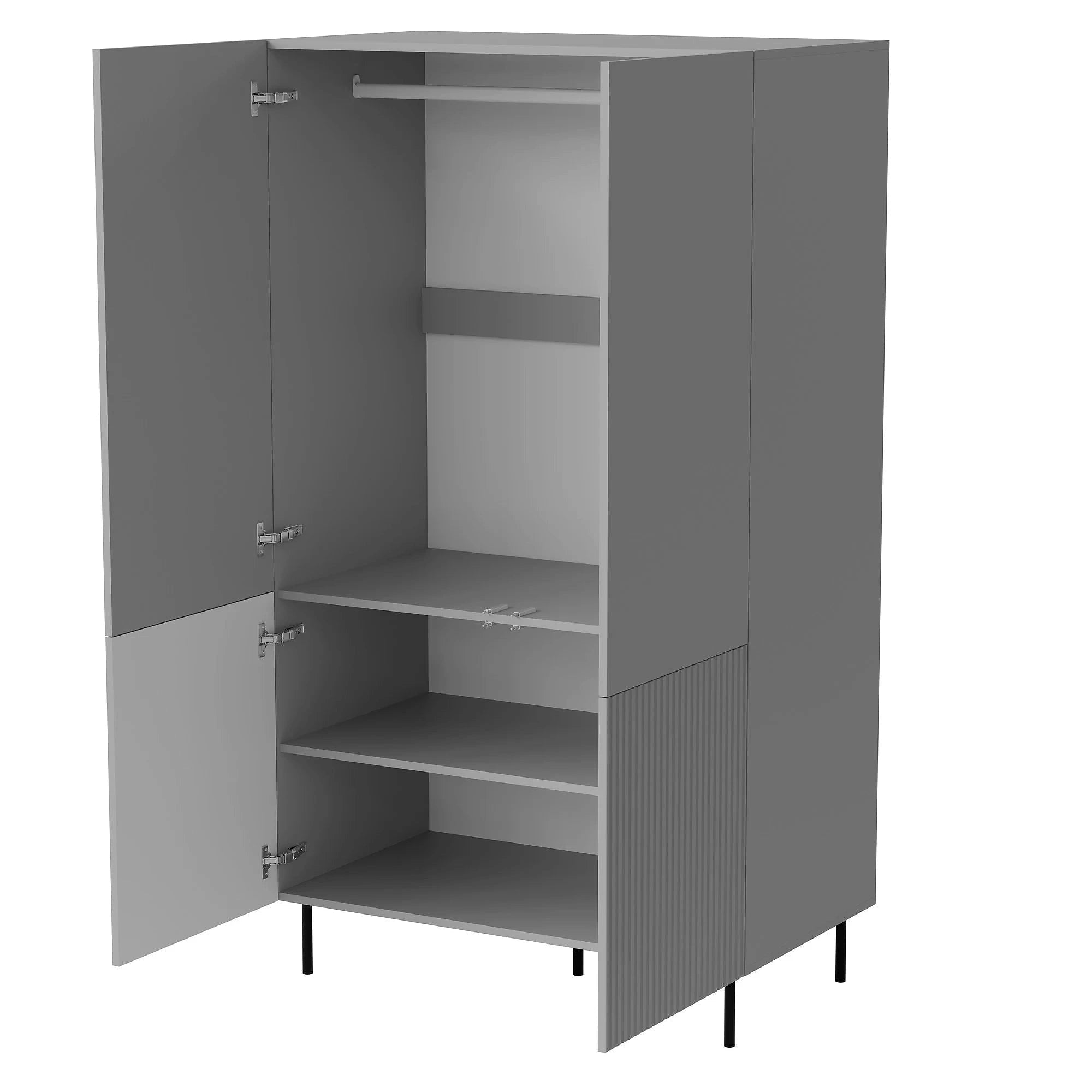 Dulap ASENSIO S-1, gri deschis, PAL laminat/metal, cu 4 usi, 80x54x185 cm