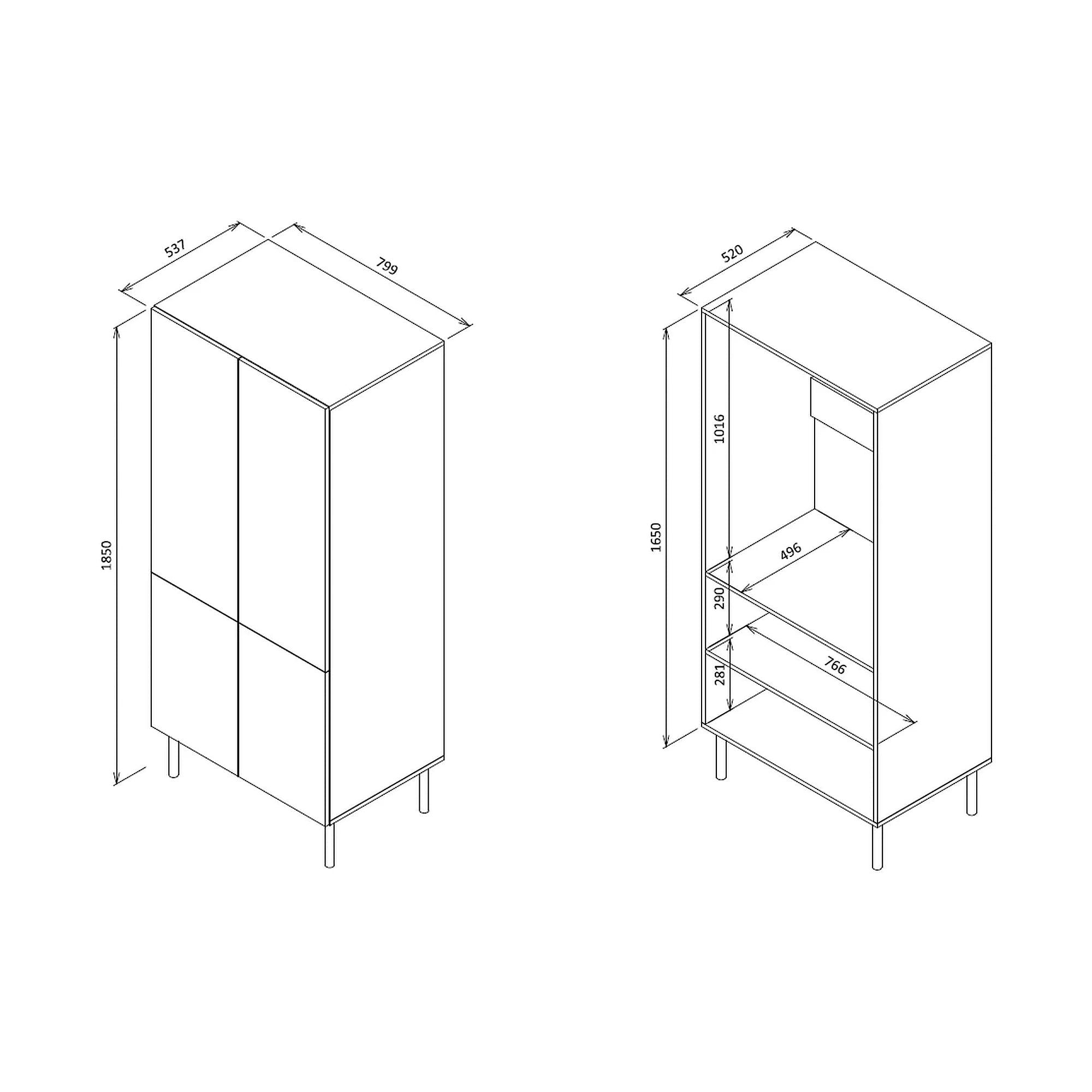 Dulap ASENSIO S-1, gri deschis, PAL laminat/metal, cu 4 usi, 80x54x185 cm
