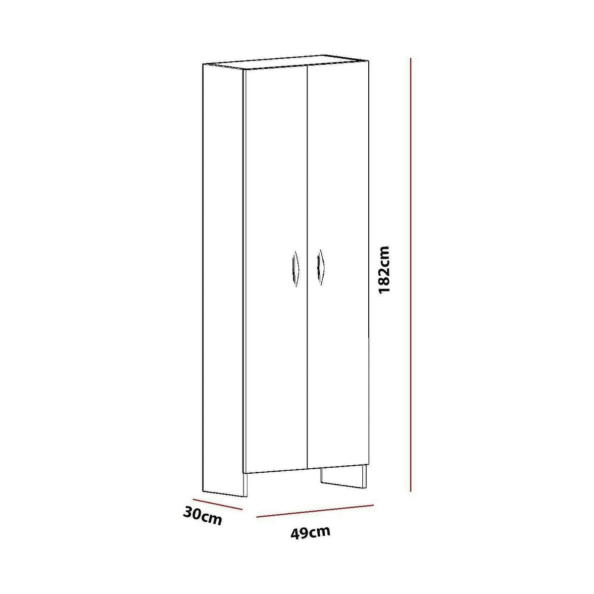 Dulap ATLANTIS, alb, PAL melaminat, cu 2 usi, 49x30x182 cm