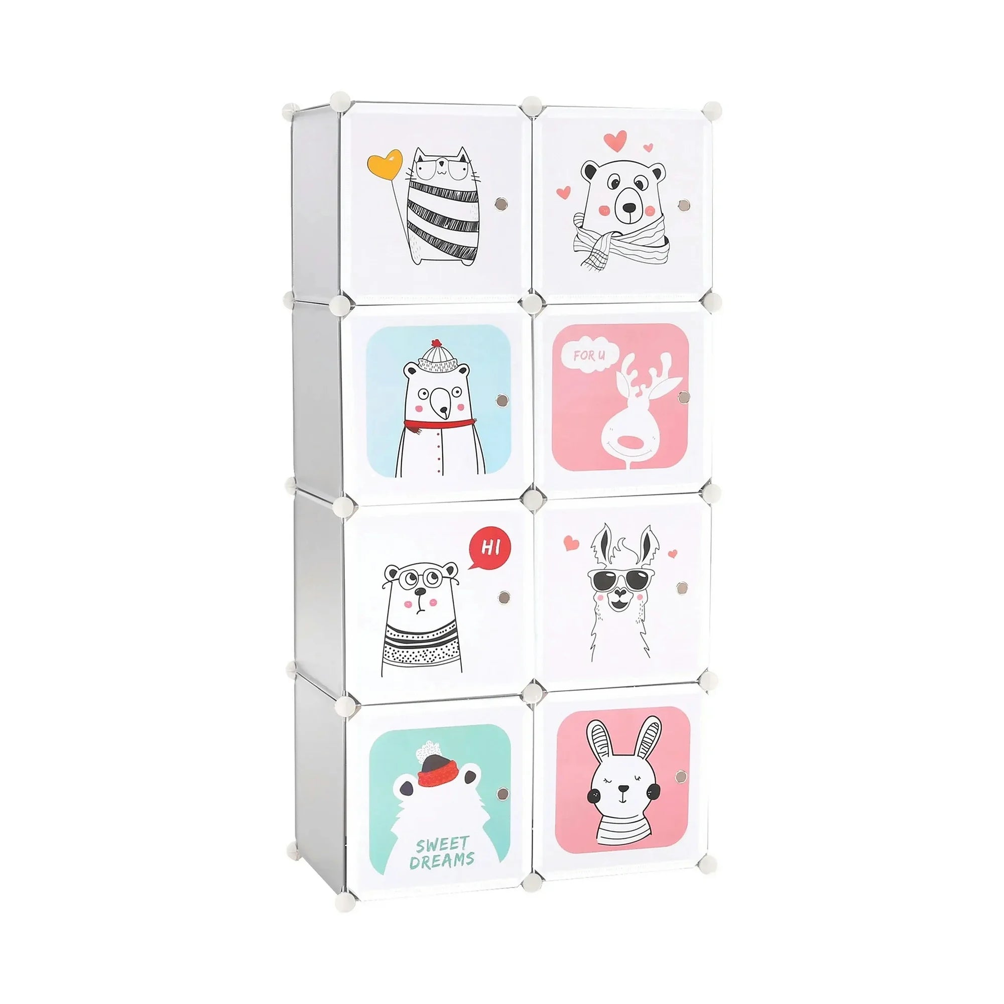 Dulap ATREY, gri, metal/plastic, cu 8 usi, 74x37x148 cm