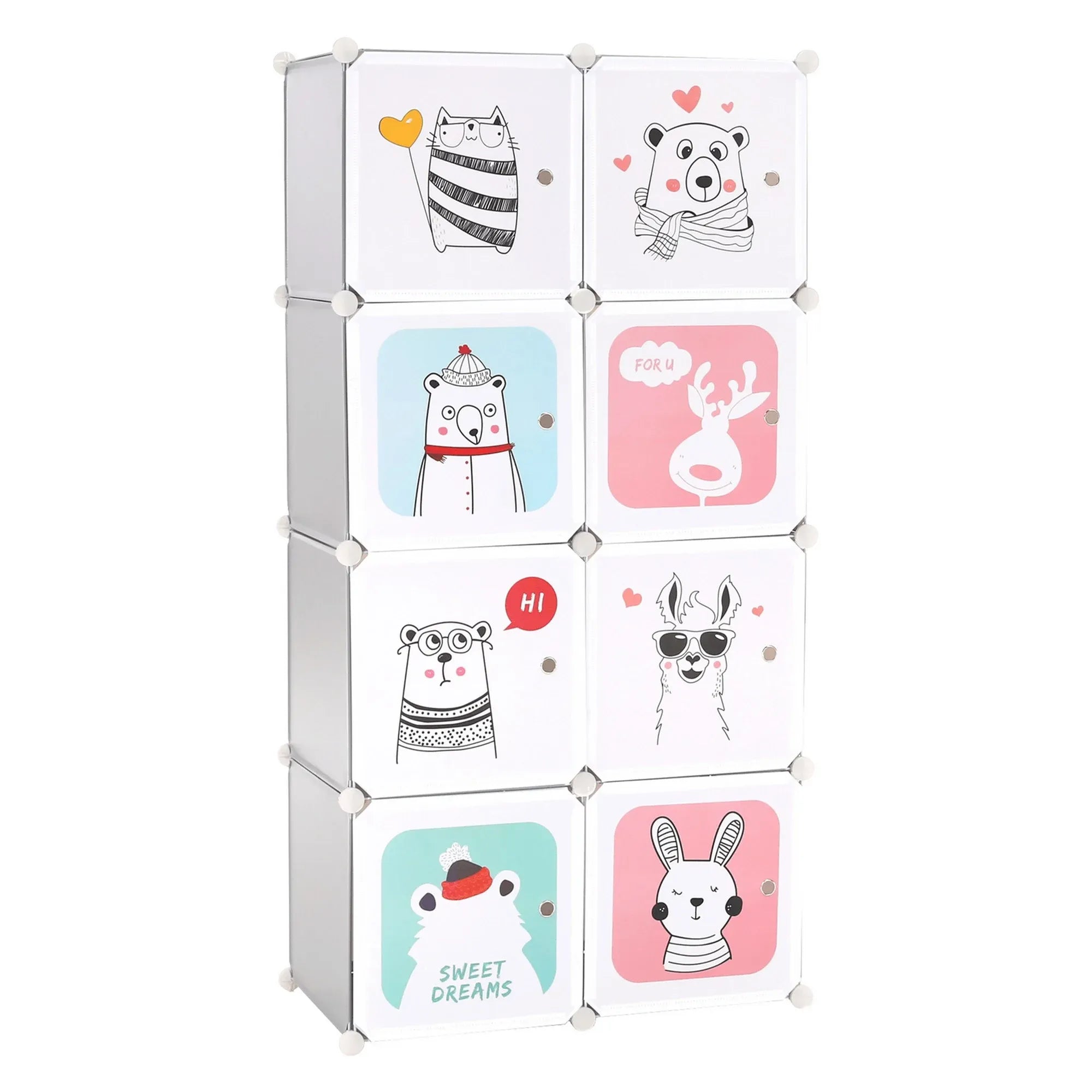 Dulap ATREY, gri, metal/plastic, cu 8 usi, 74x37x148 cm