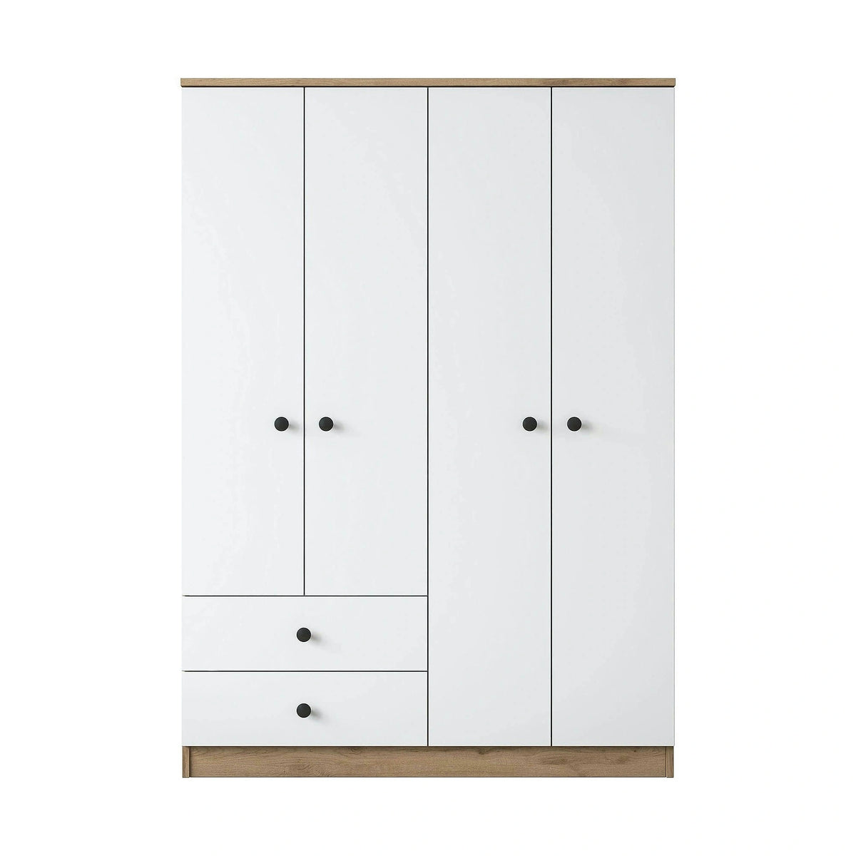 Dulap BA108-2067, alb/nuc, PAL melaminat, cu 4 usi si 2 sertare, 120x43x170 cm