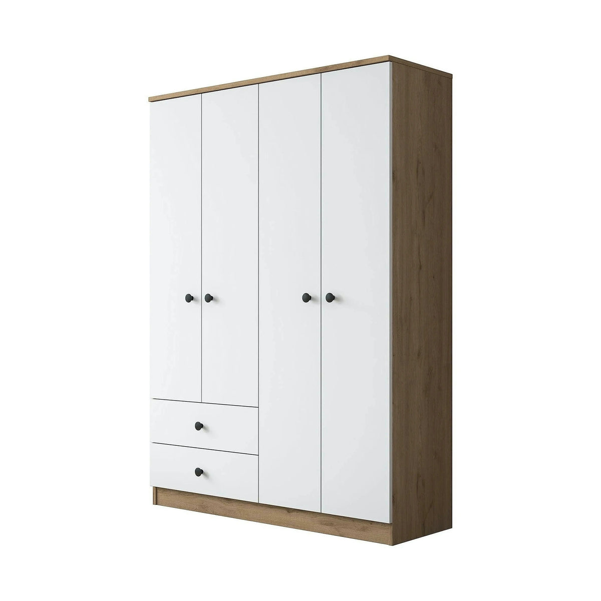 Dulap BA108-2067, alb/nuc, PAL melaminat, cu 4 usi si 2 sertare, 120x43x170 cm