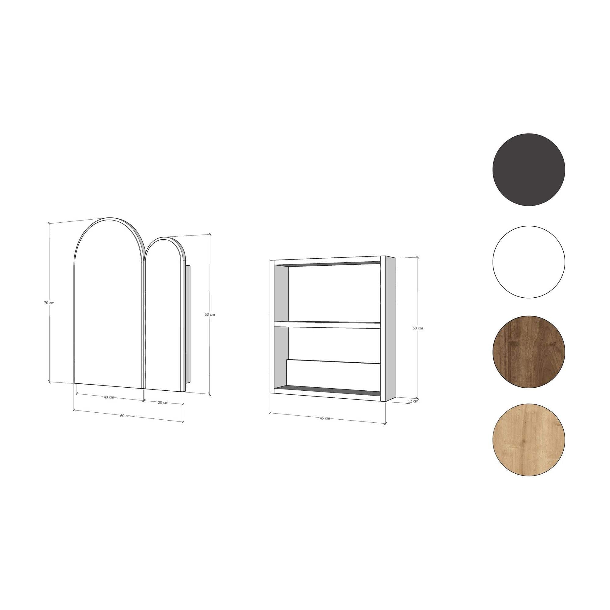 Dulap baie 552NOS1215, negru, cu 2 usi, 45x12x50 cm