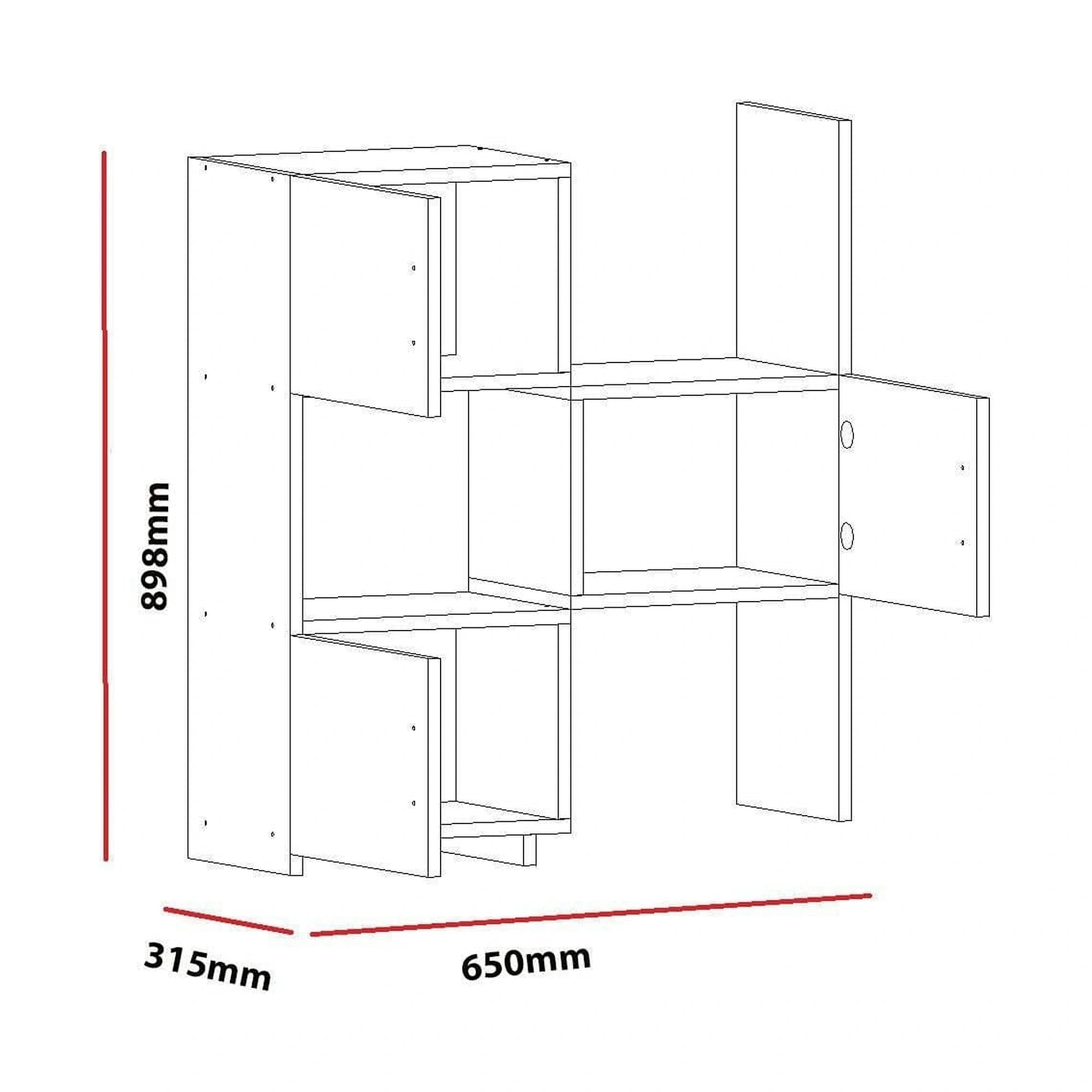 Dulap baie ANNA, alb, PAL melaminat, cu 3 usi, 65x32x90 cm