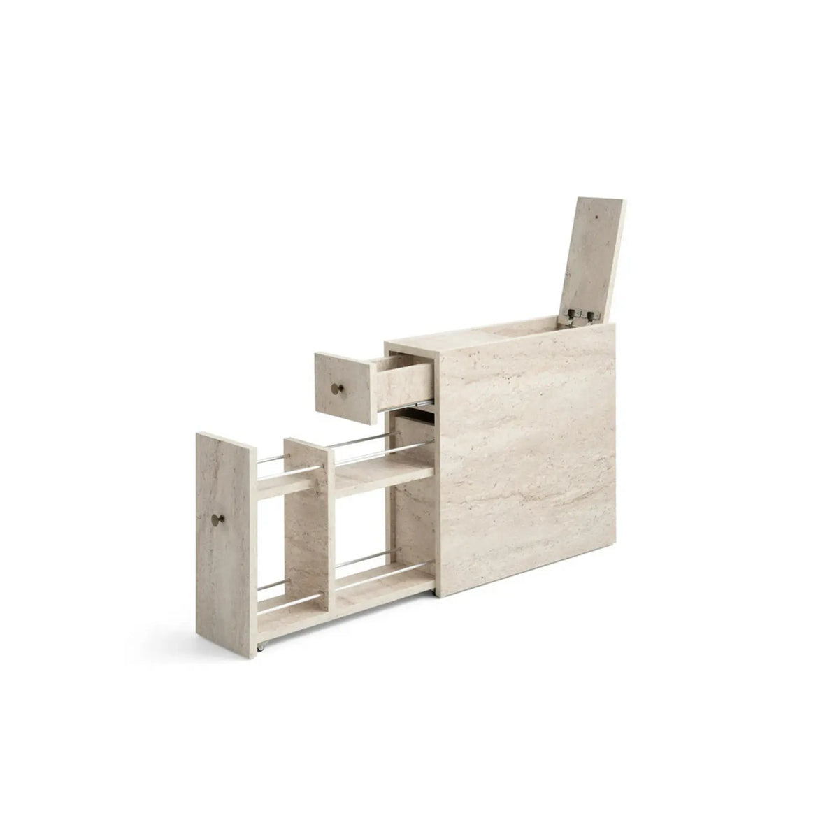 Dulap baie CALENCIA, bej cu efect de marmura, PAL melaminat, cu 2 sertare, 60x20x55 cm