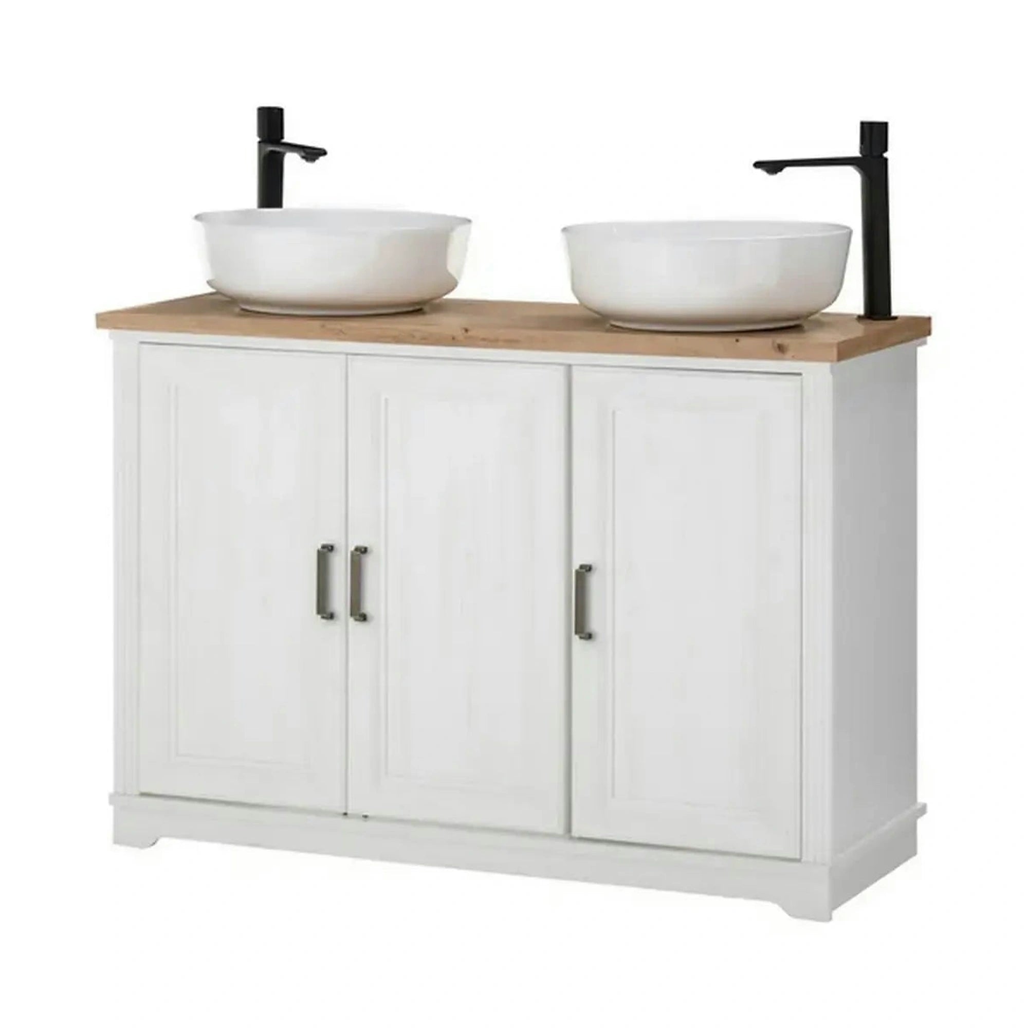Dulap baie JASMIN, alb/stejar artisan, 116x47x74 cm