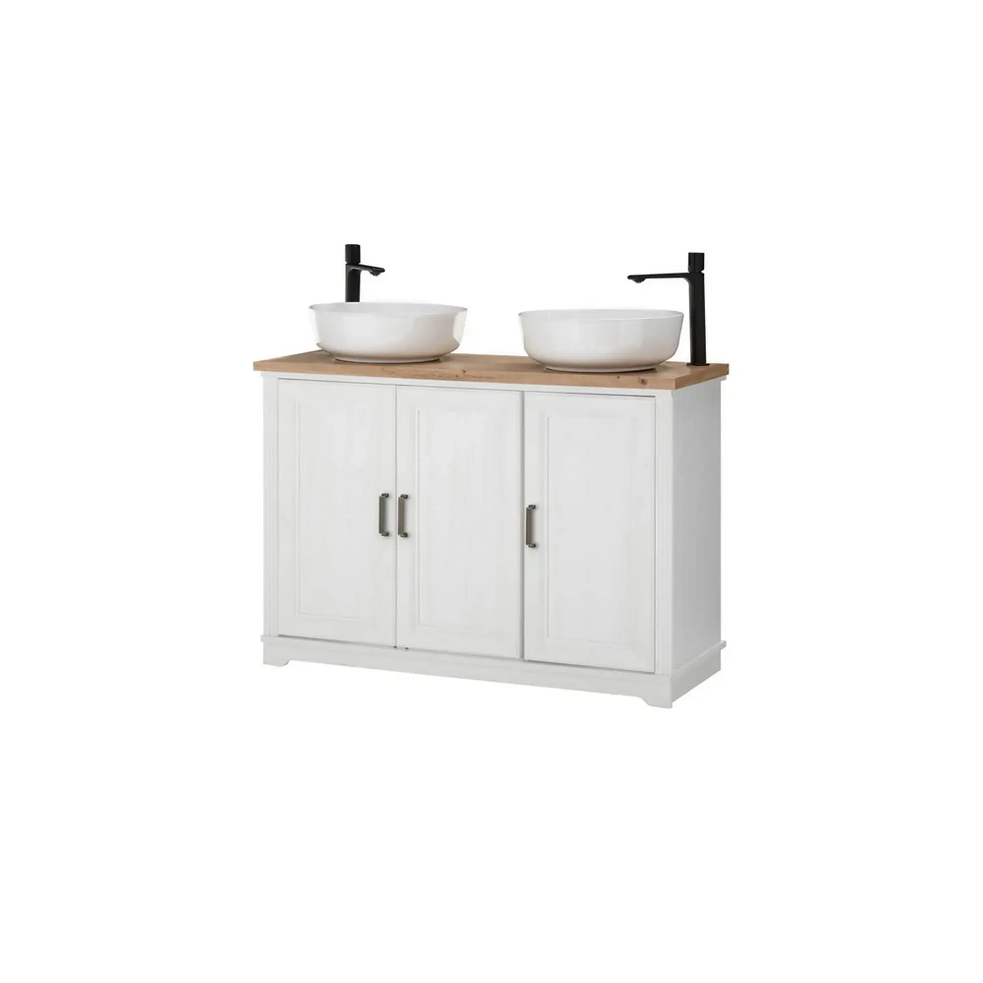 Dulap baie JASMIN, alb/stejar artisan, 116x47x74 cm