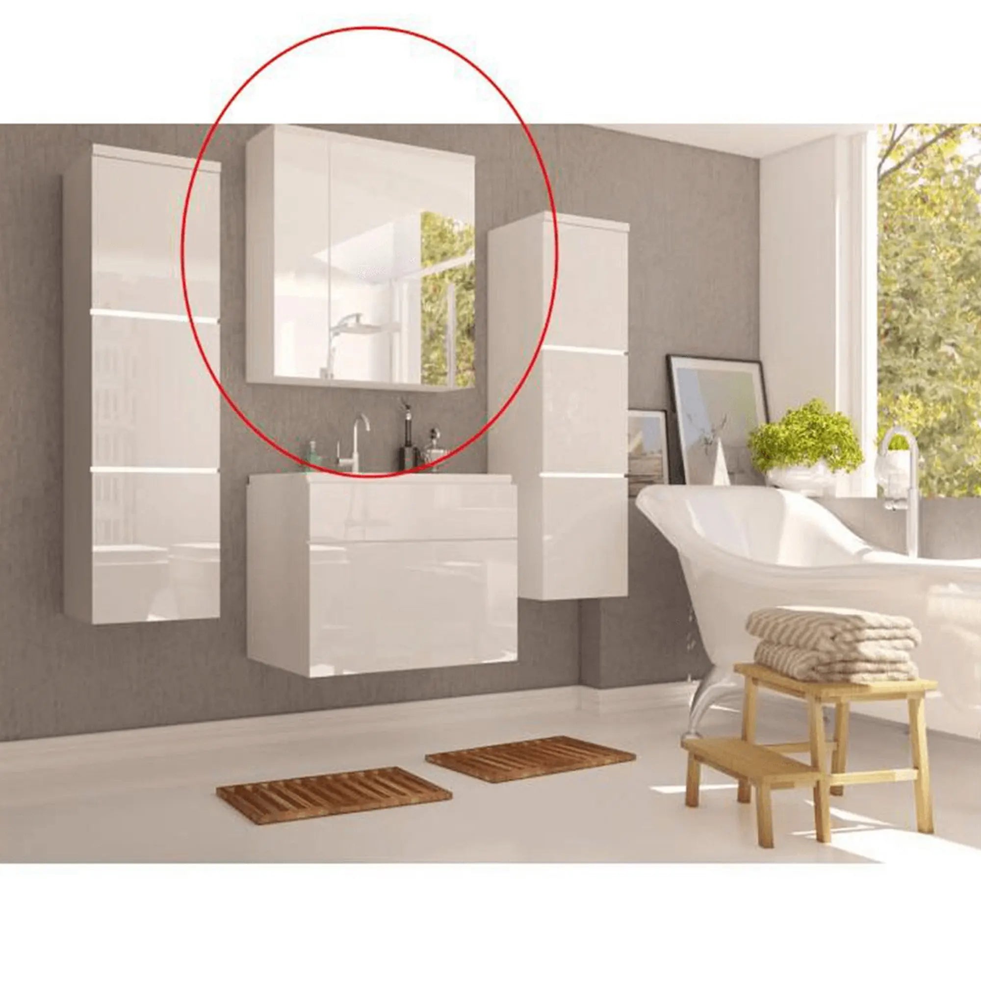 Dulap baie MASON WH14, alb, cu 3 usi, 60x17x65 cm