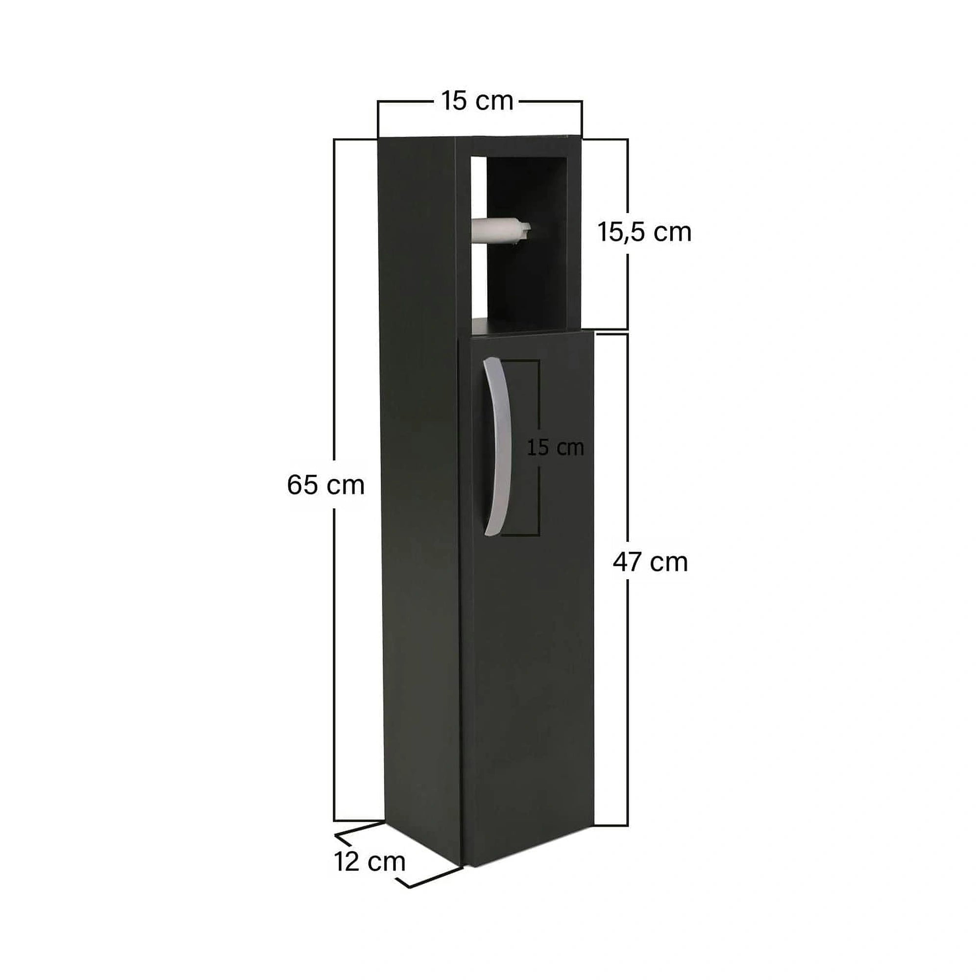 Dulap baie STAR, gri antracit, PAL, cu o usa, 15x12x65 cm