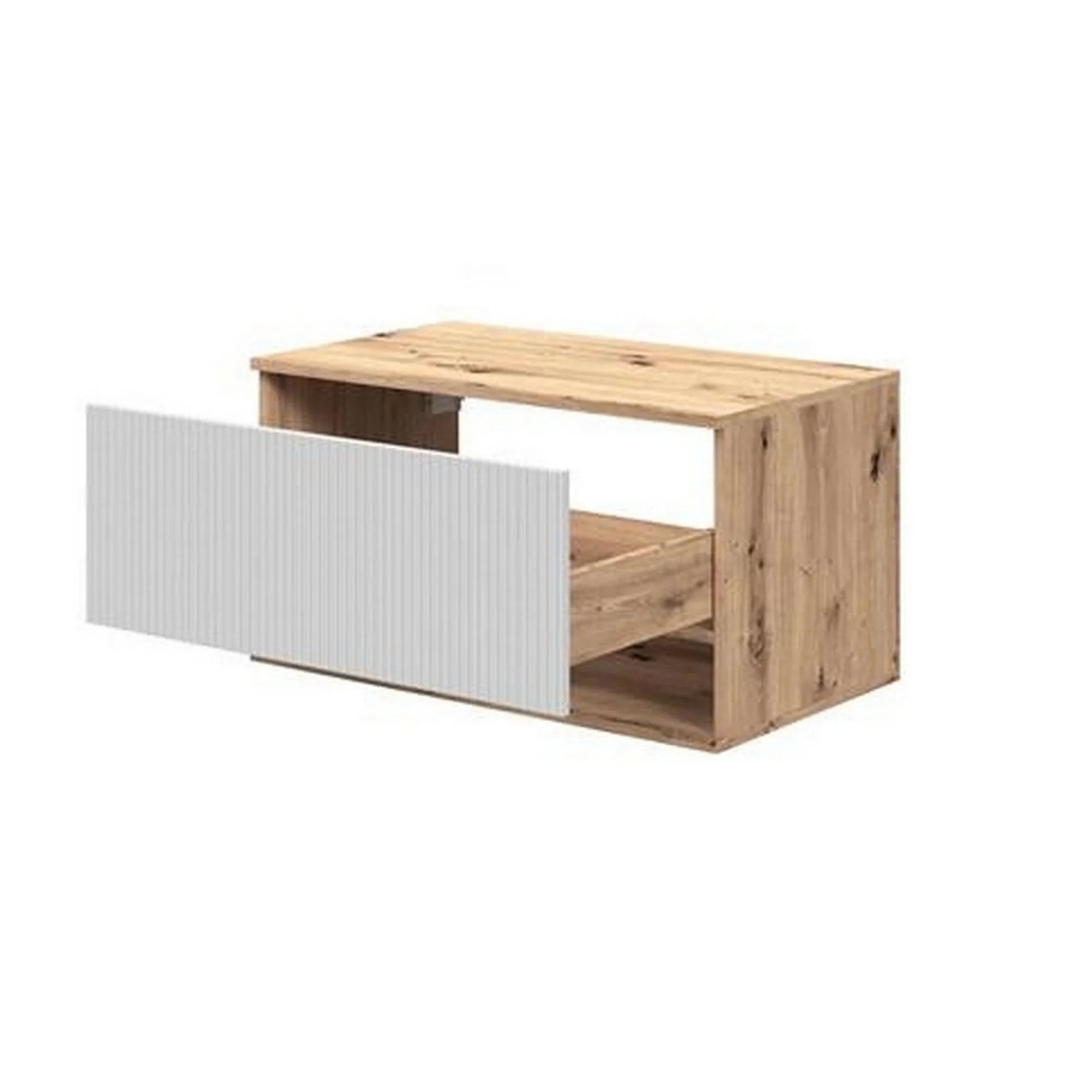 Dulap baie suspendat AVIOLA, casmir/stejar artisan, PAL laminat, cu un sertar, pentru lavoar, 80x45x43 cm