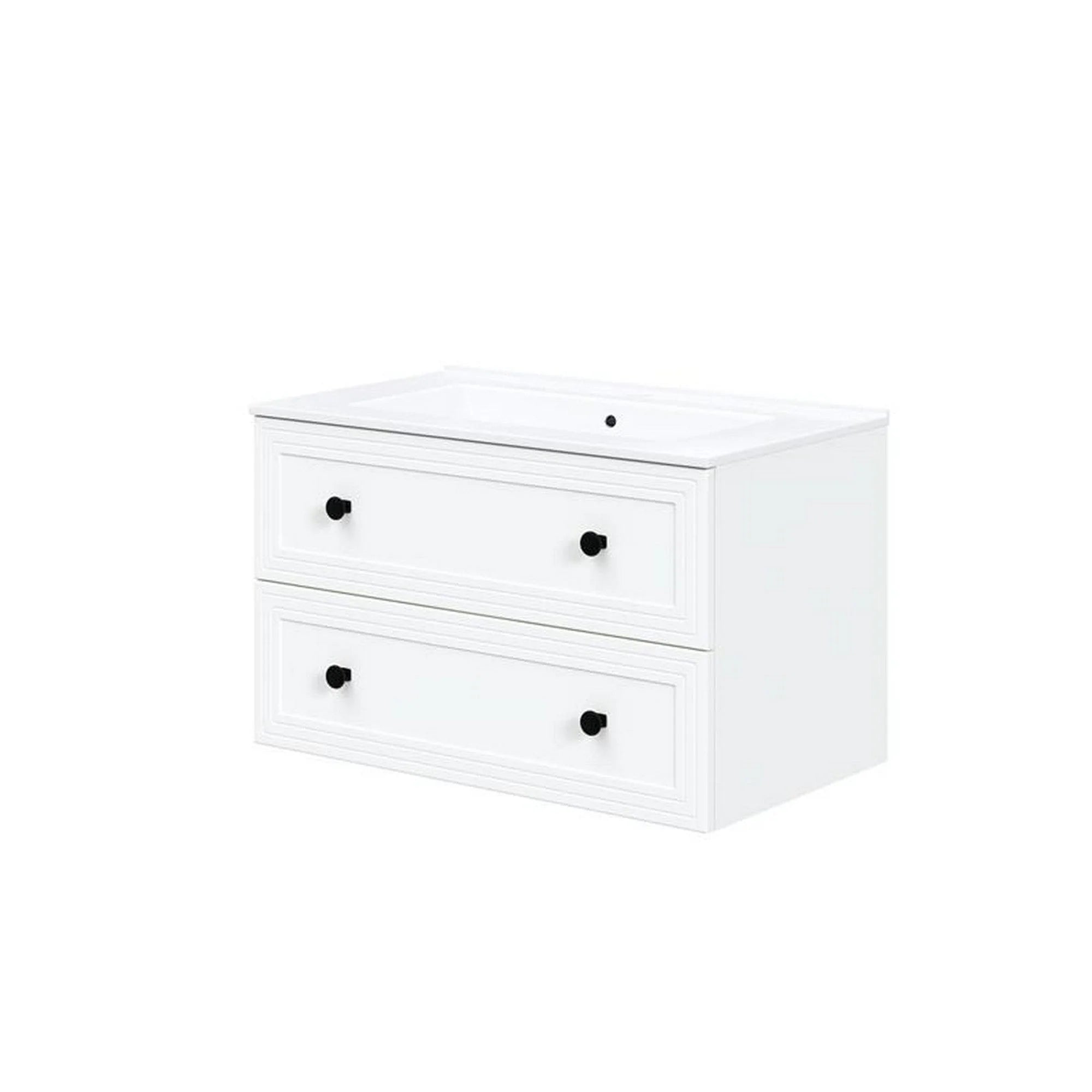 Dulap baie suspendat TORETO, alb mat, PAL laminat, cu 2 sertare, 80x45x46 cm