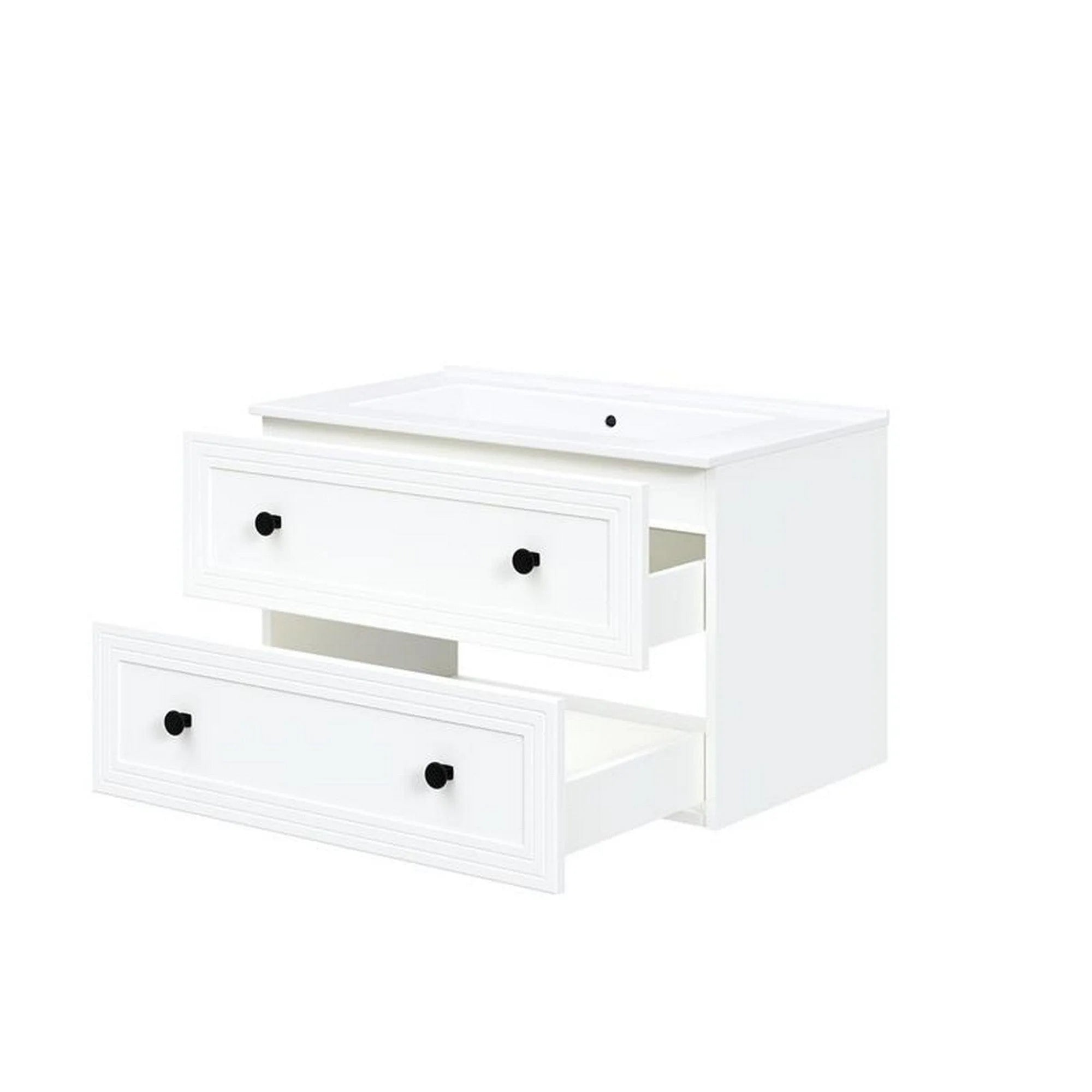 Dulap baie suspendat TORETO, alb mat, PAL laminat, cu 2 sertare, 80x45x46 cm