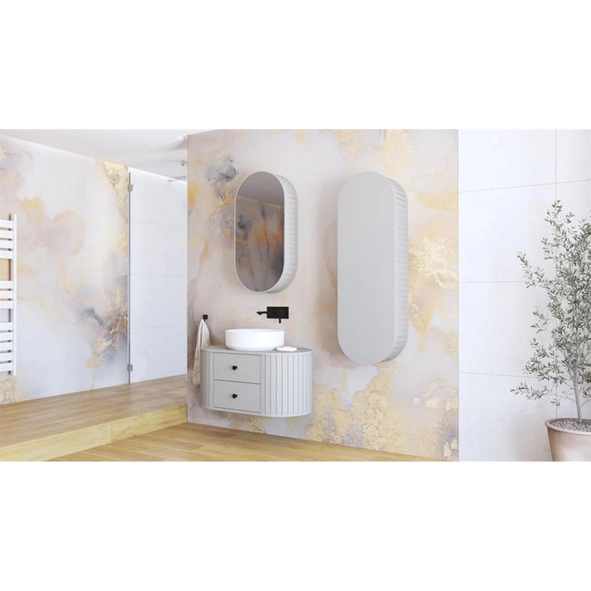 Dulap baie VENEZIA, casmir mat, PAL laminat, cu o usa, 43x25x132 cm