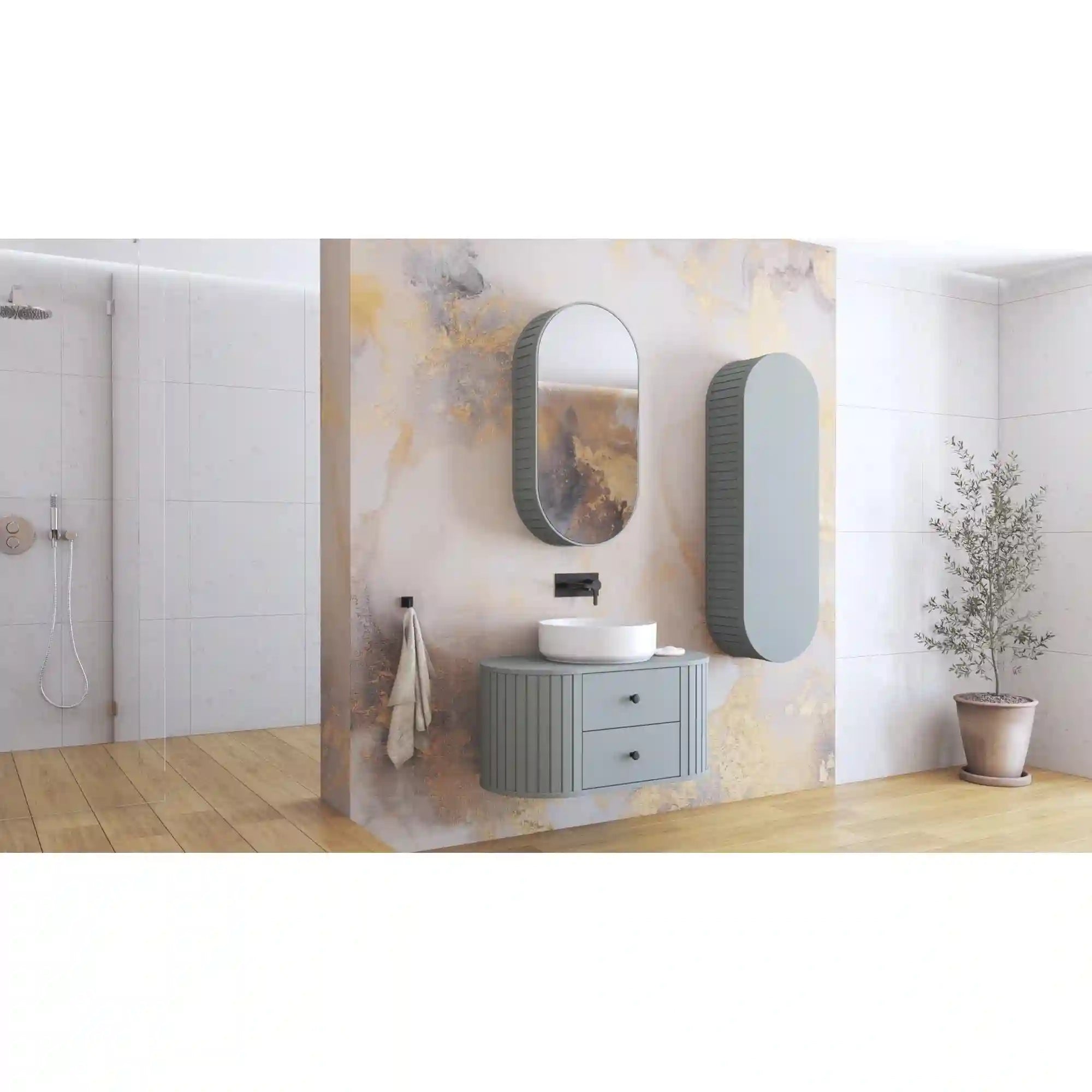 Dulap baie VENEZIA, gri mat, PAL laminat, cu 2 sertare, pentru lavoar, 45x48x95 cm