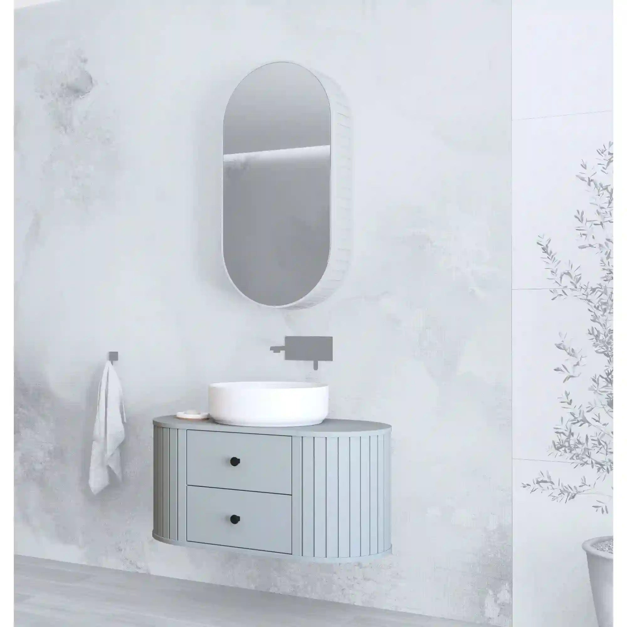 Dulap baie VENEZIA, gri mat, PAL laminat, cu 2 sertare, pentru lavoar, 45x48x95 cm