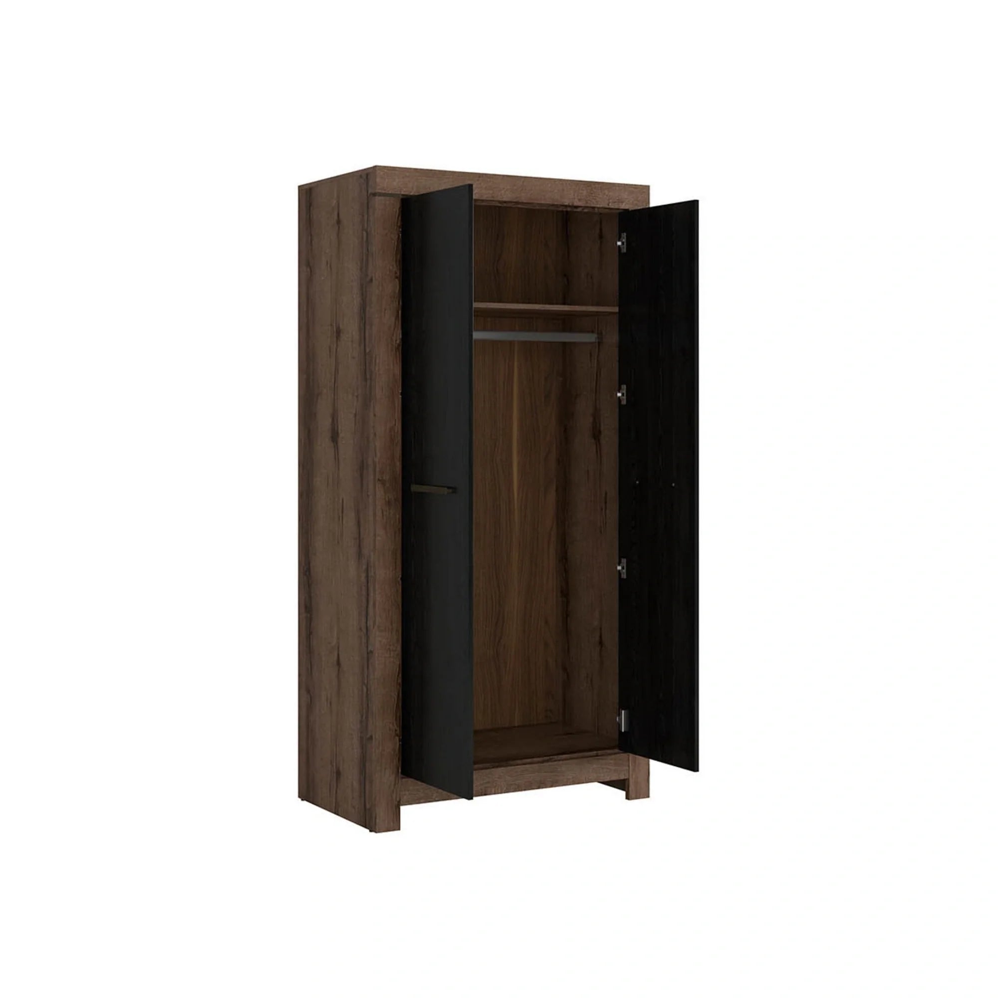 Dulap BALIN, negru/stejar, PAL, cu 2 usi, 98x55x195 cm